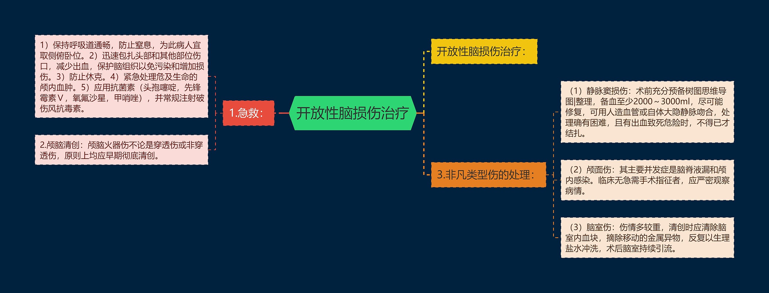 开放性脑损伤治疗思维导图