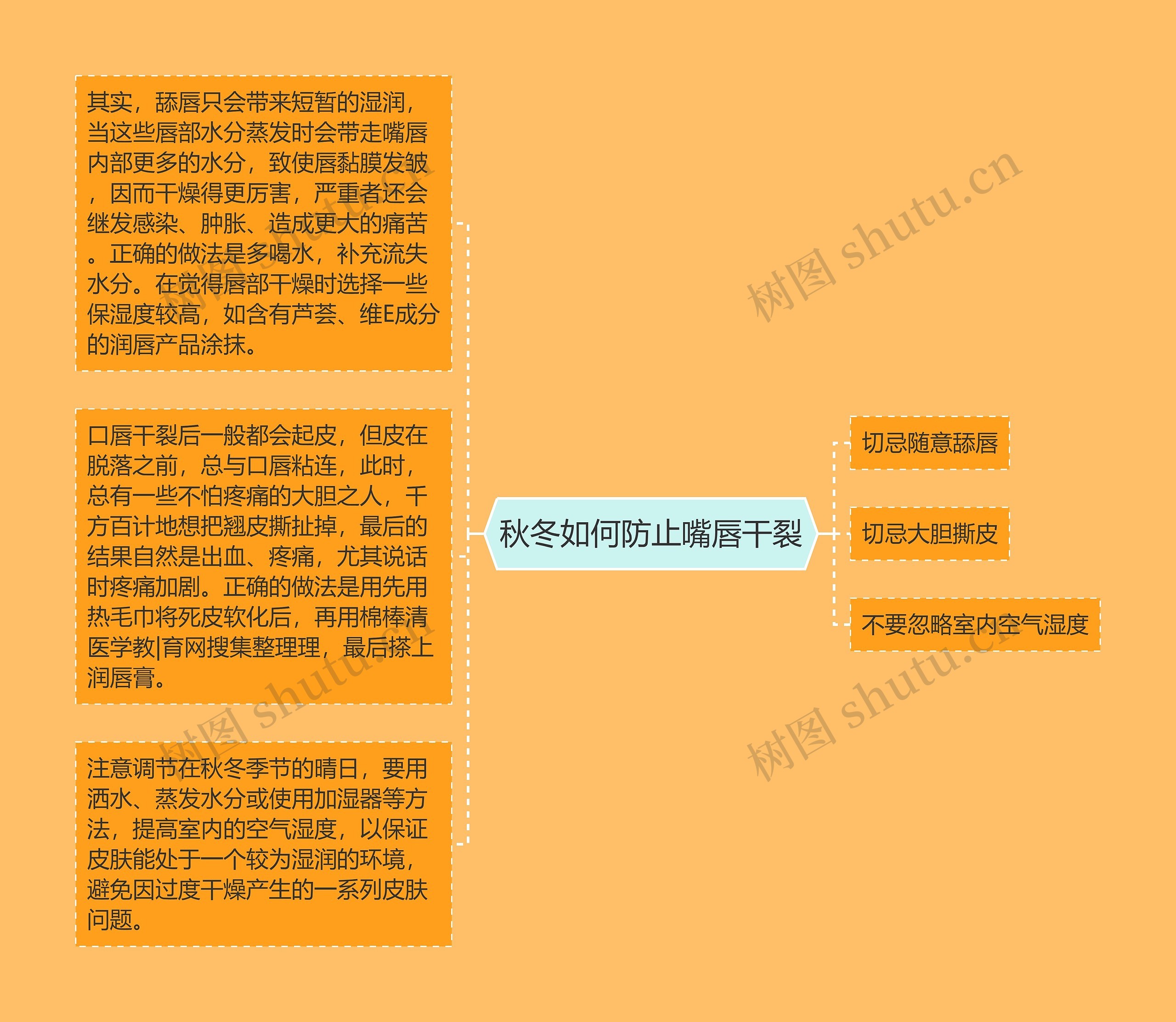 秋冬如何防止嘴唇干裂思维导图