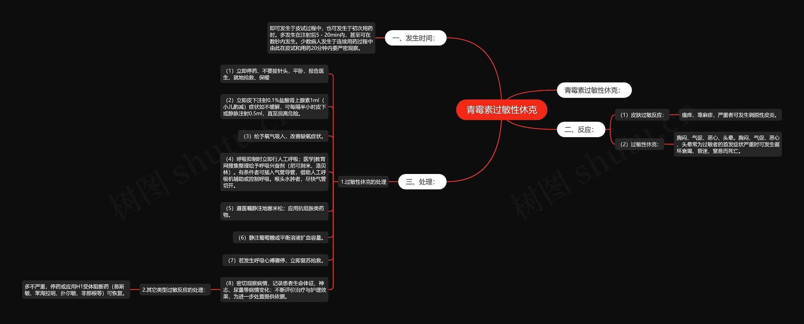 青霉素过敏性休克思维导图