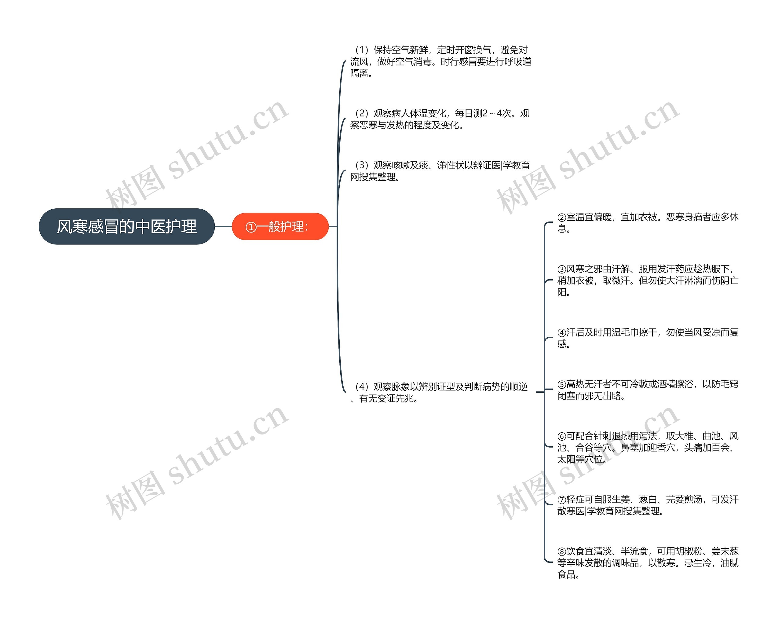 风寒感冒的中医护理思维导图