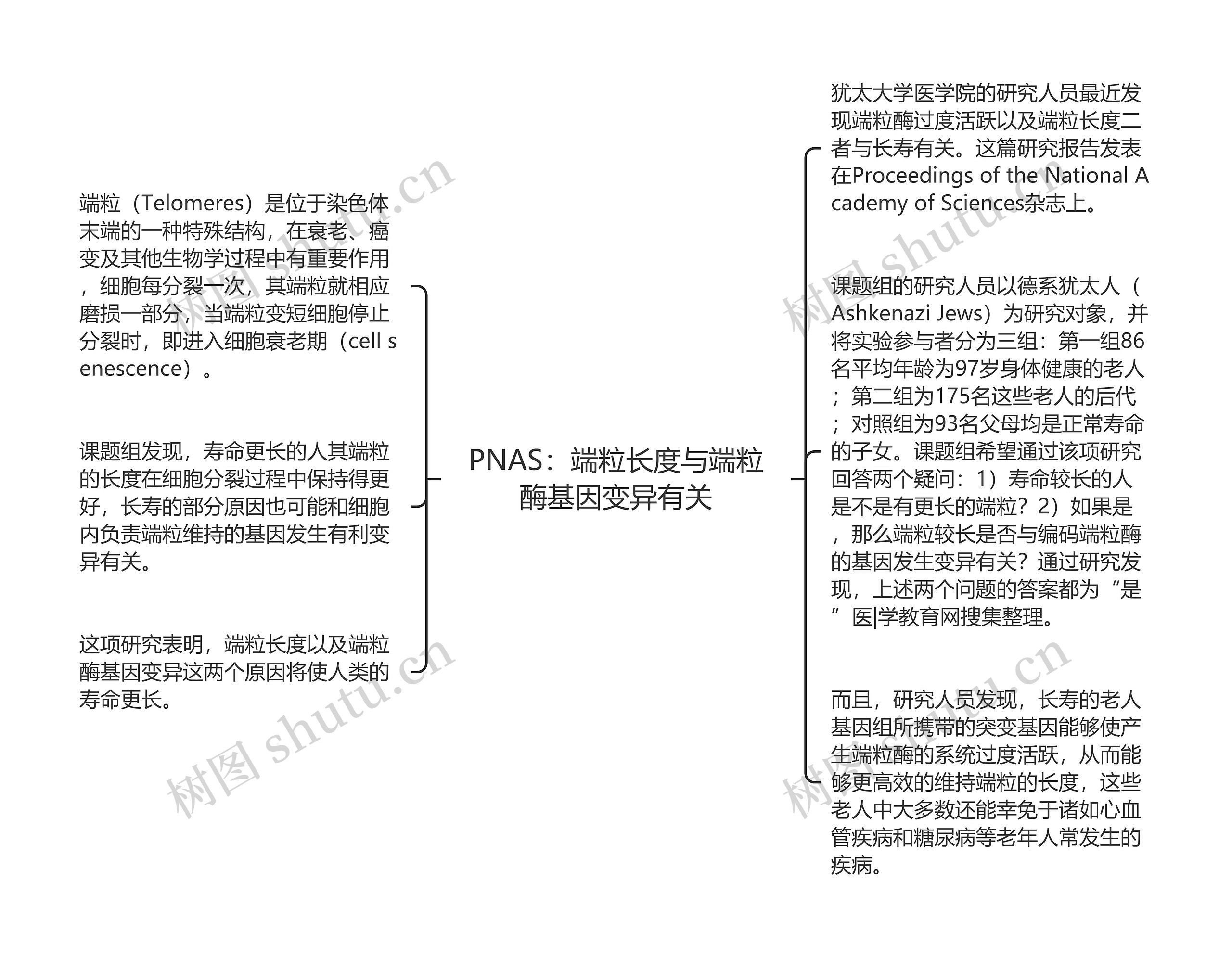 PNAS：端粒长度与端粒酶基因变异有关思维导图