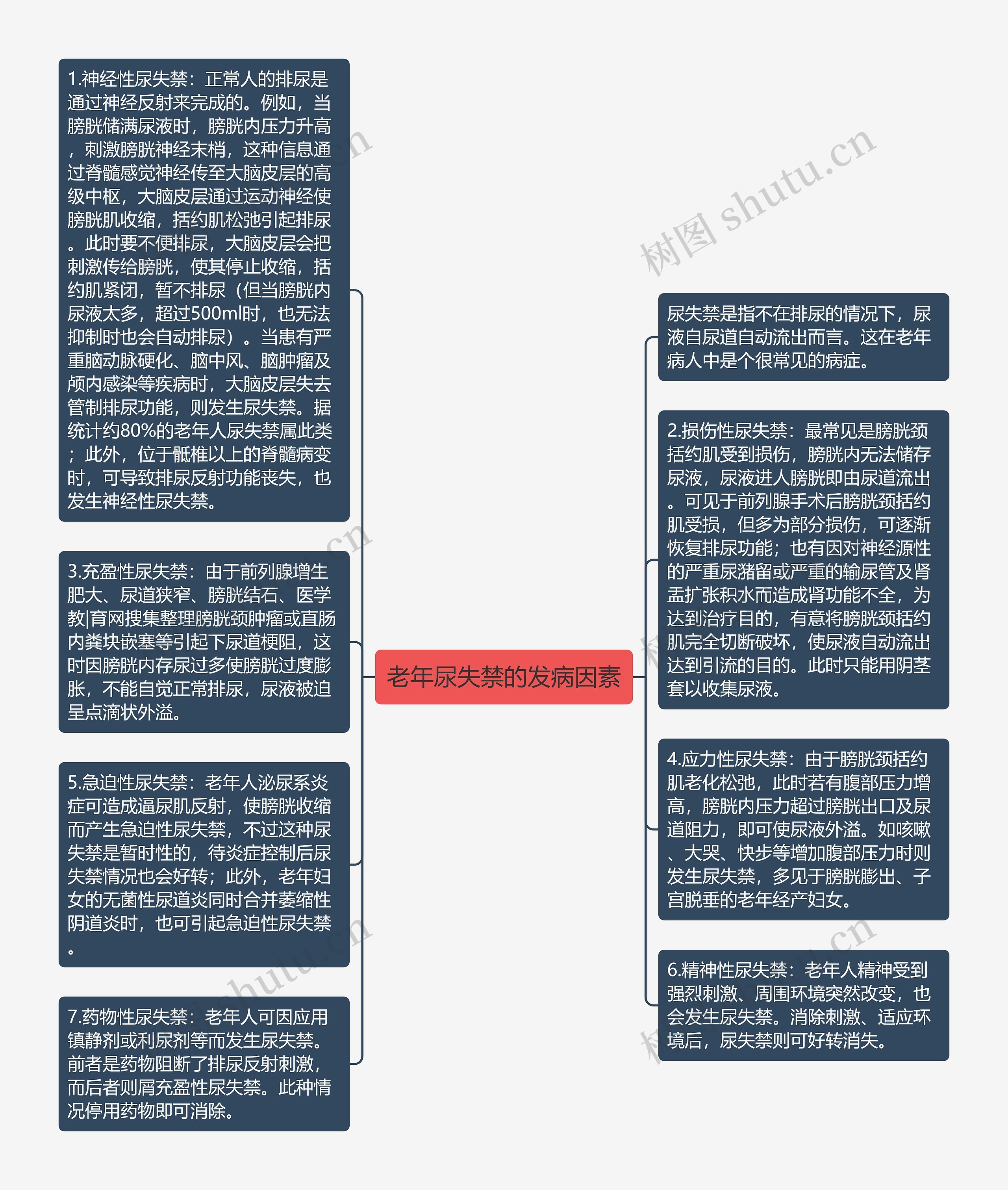 老年尿失禁的发病因素思维导图