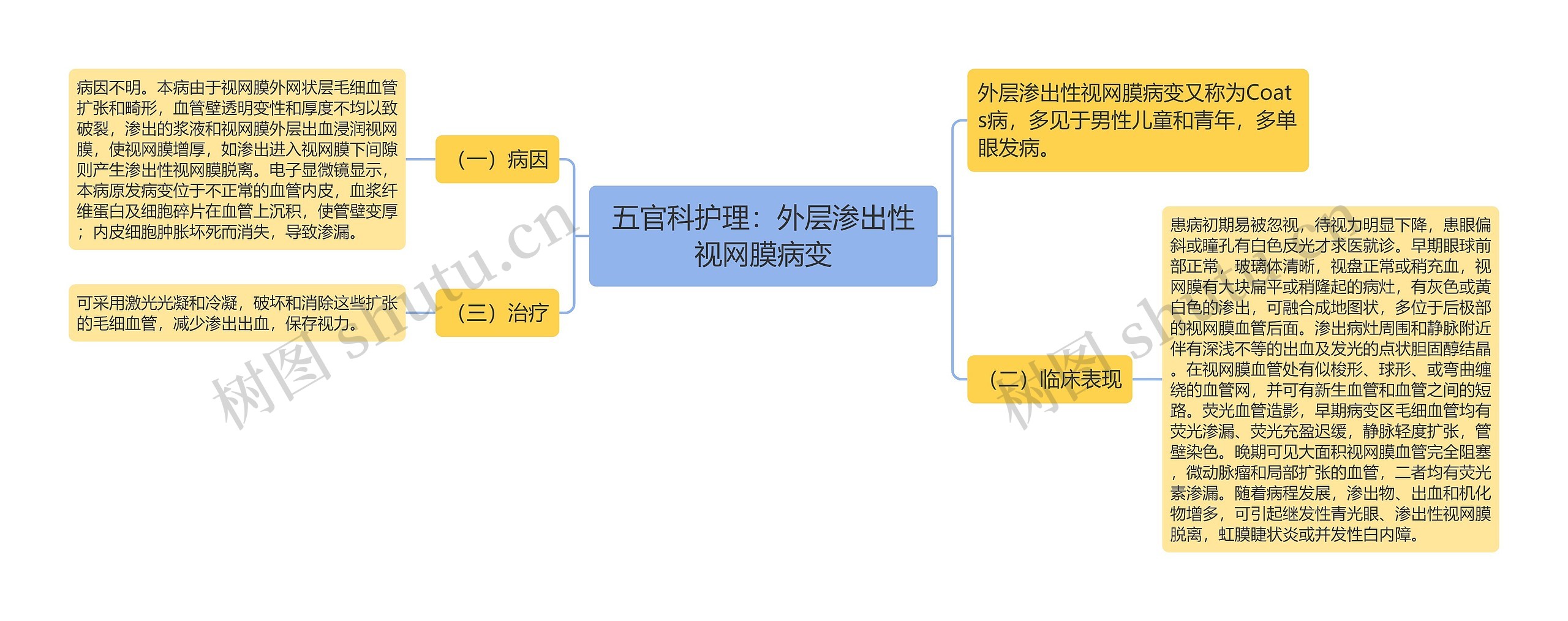 五官科护理：外层渗出性视网膜病变思维导图