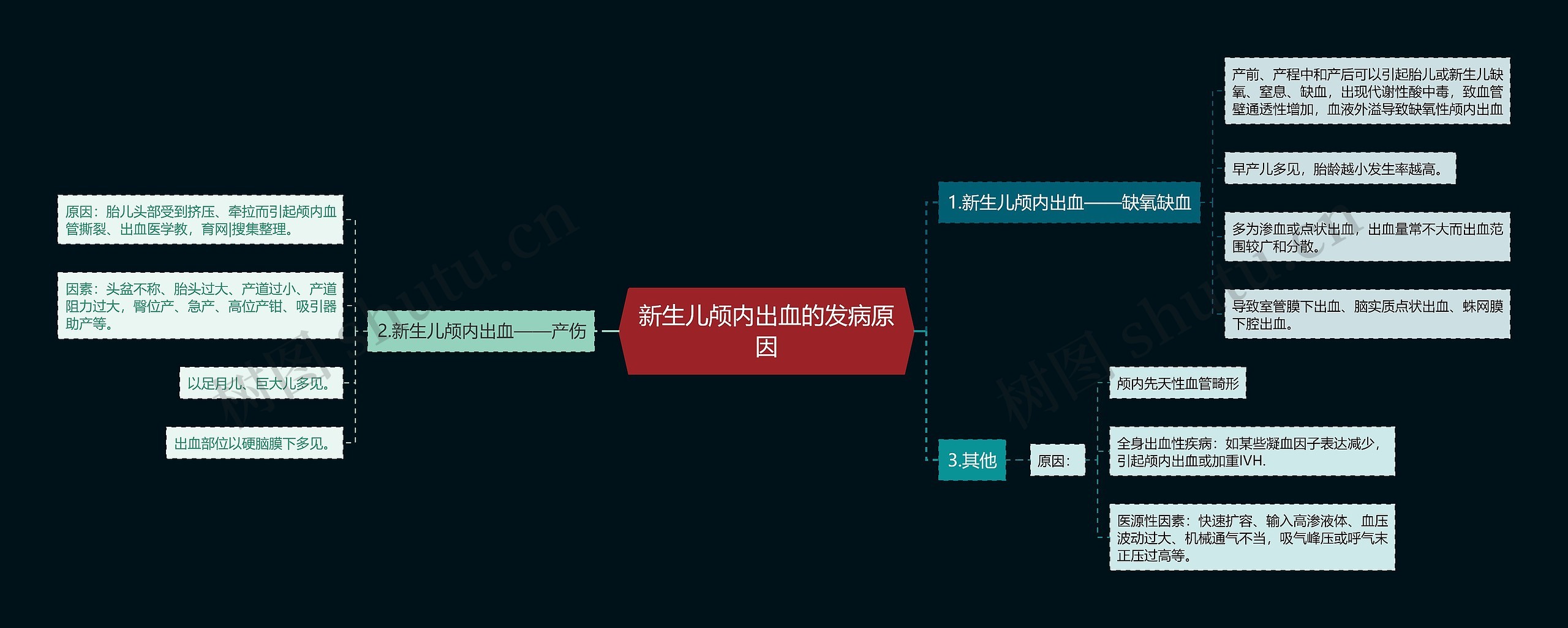 新生儿颅内出血的发病原因思维导图