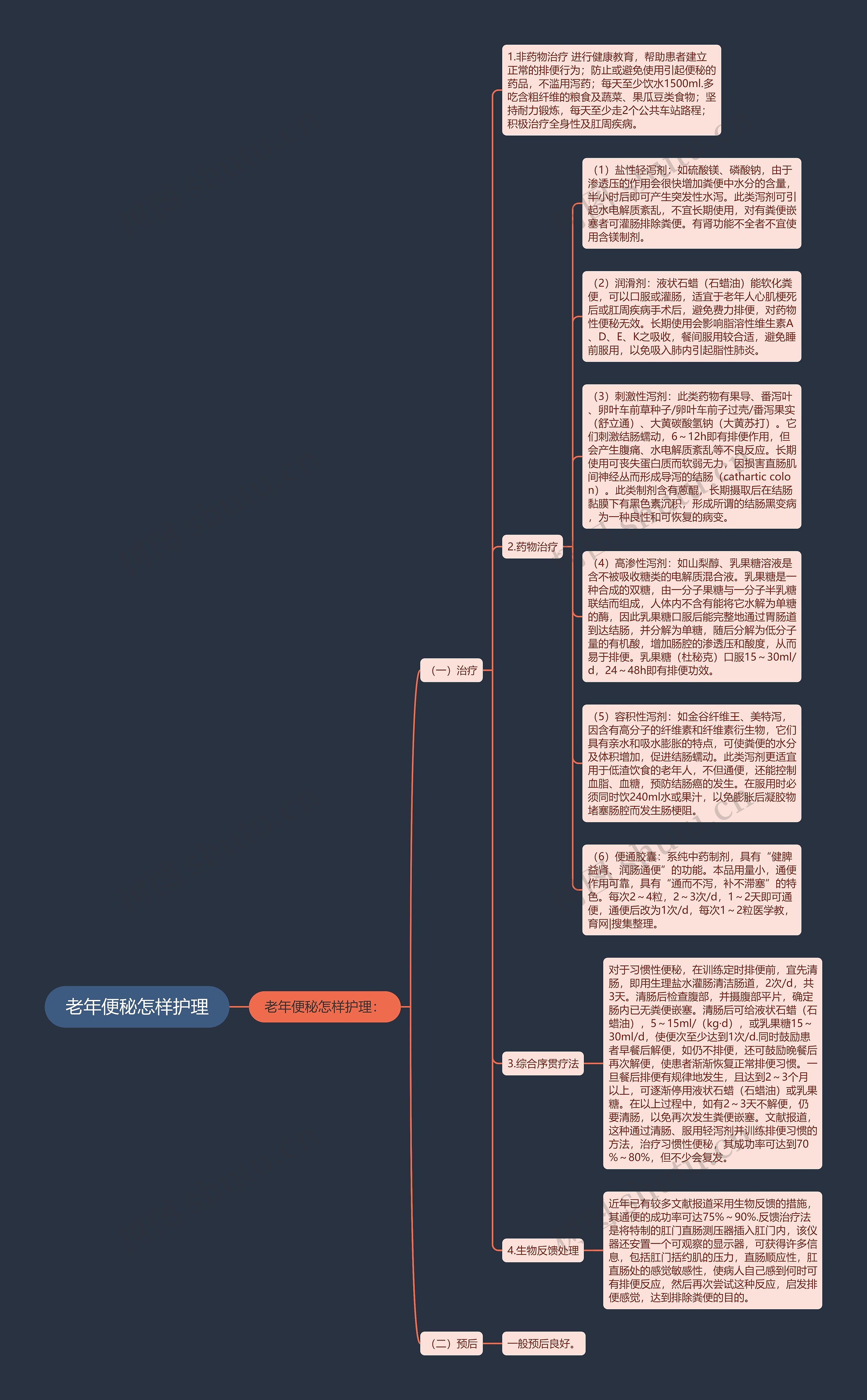 老年便秘怎样护理思维导图