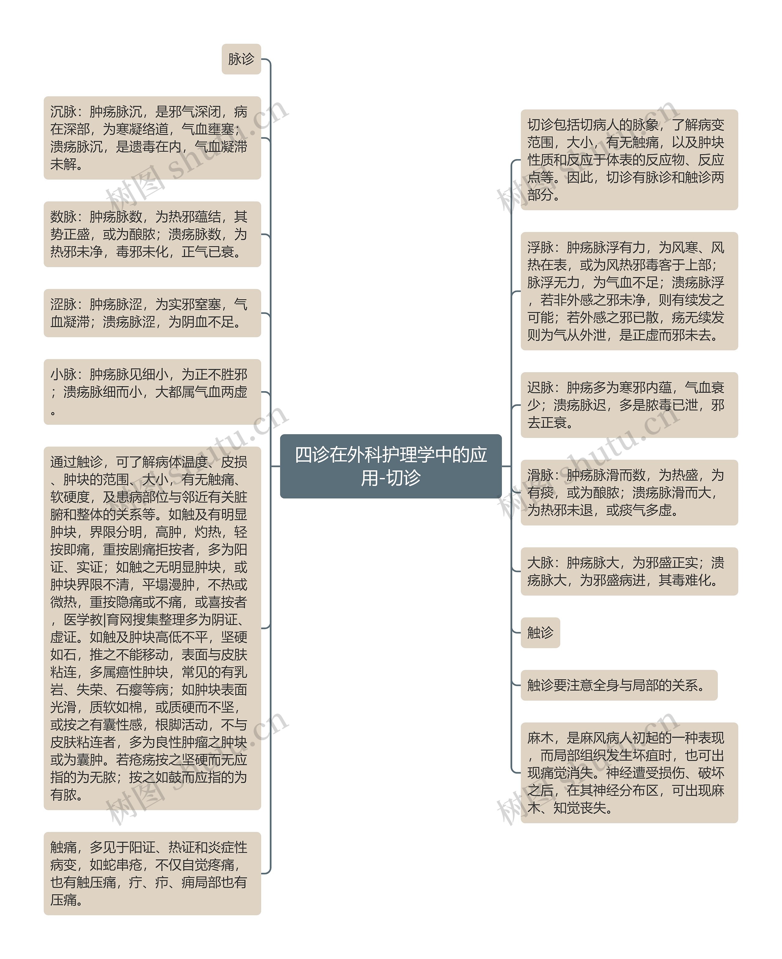 四诊在外科护理学中的应用-切诊思维导图