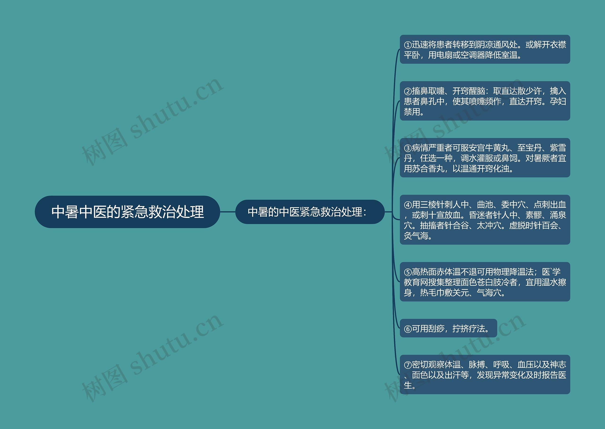 中暑中医的紧急救治处理思维导图