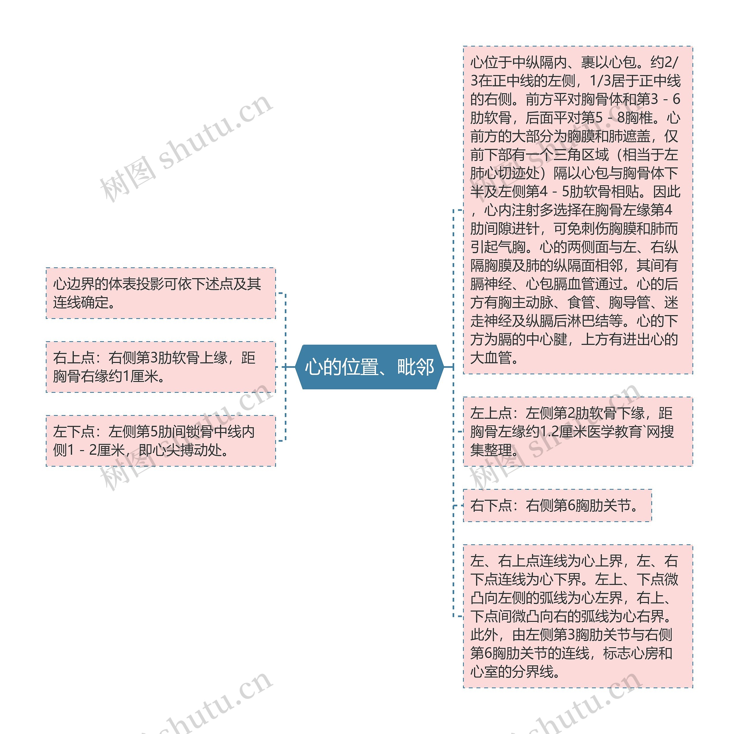 心的位置、毗邻