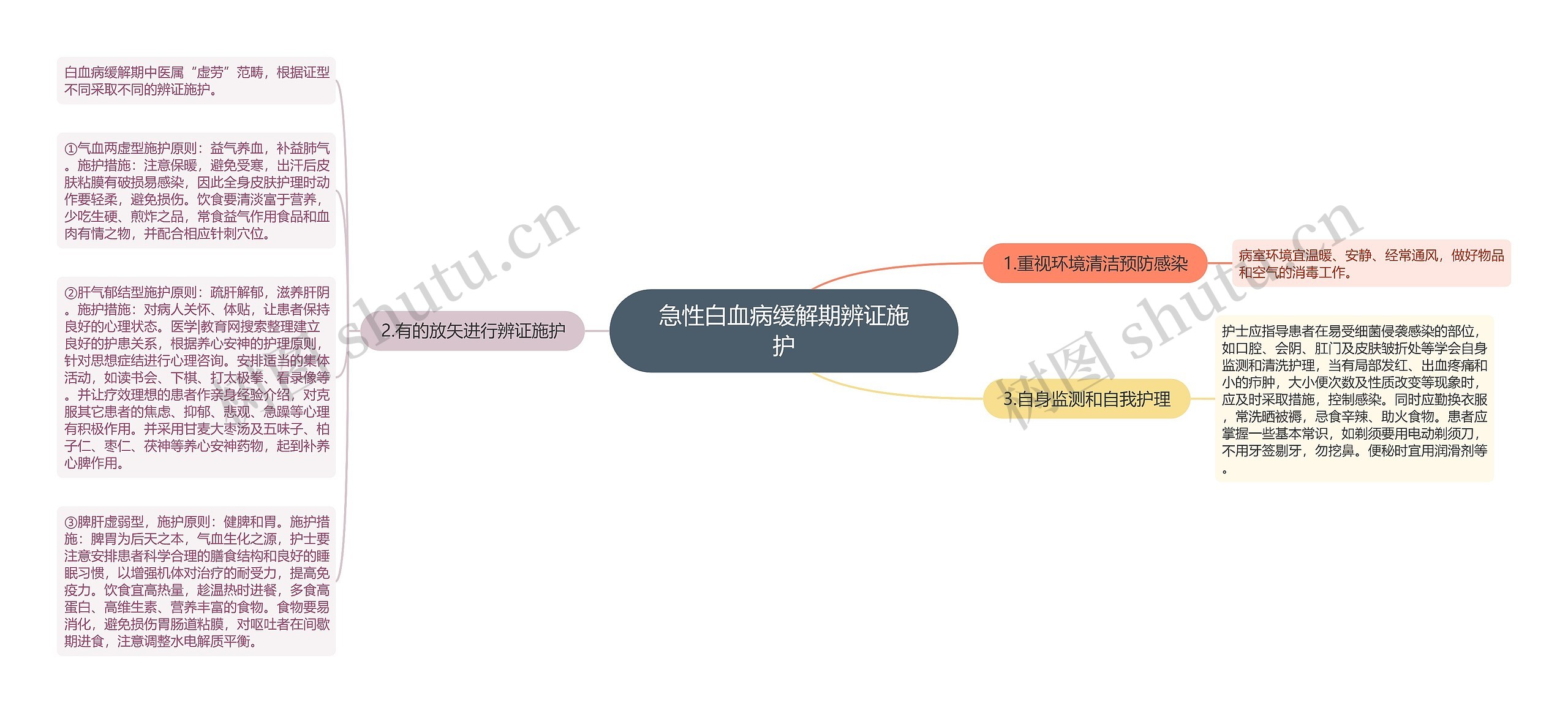 急性白血病缓解期辨证施护思维导图