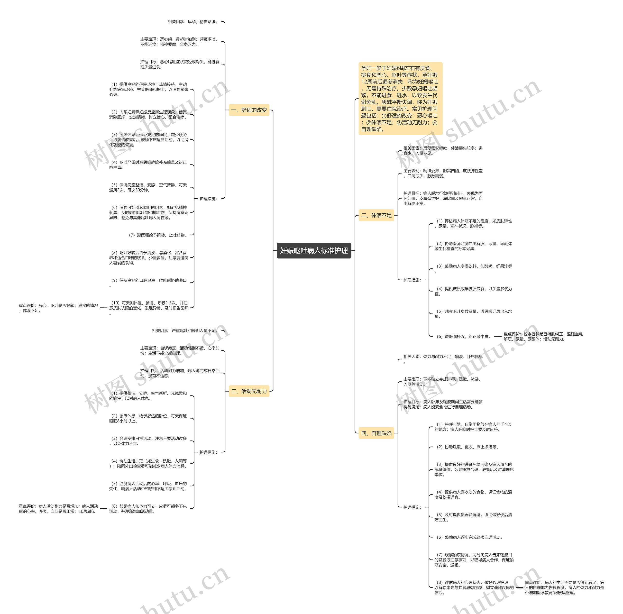 妊娠呕吐病人标准护理思维导图
