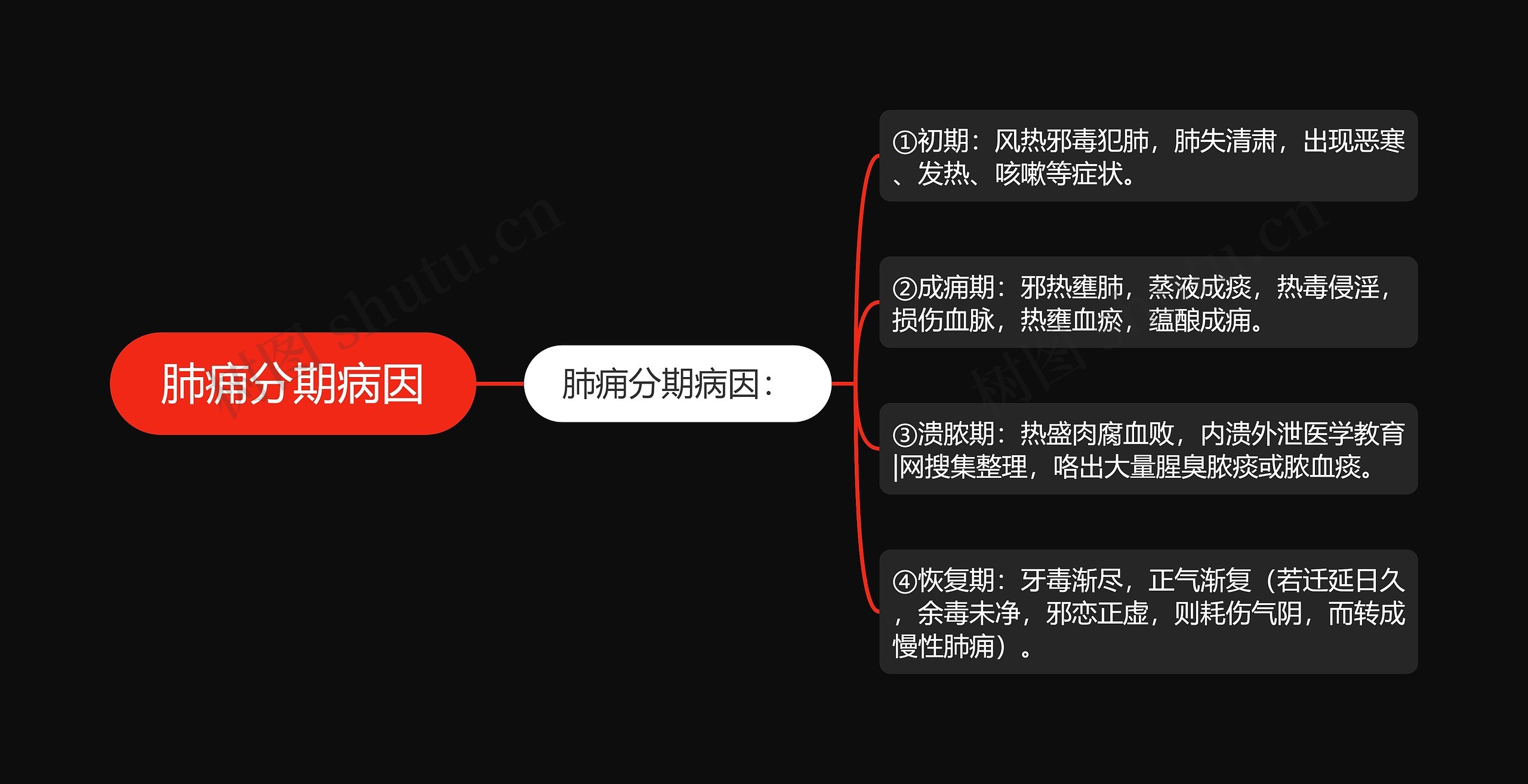 肺痈分期病因思维导图