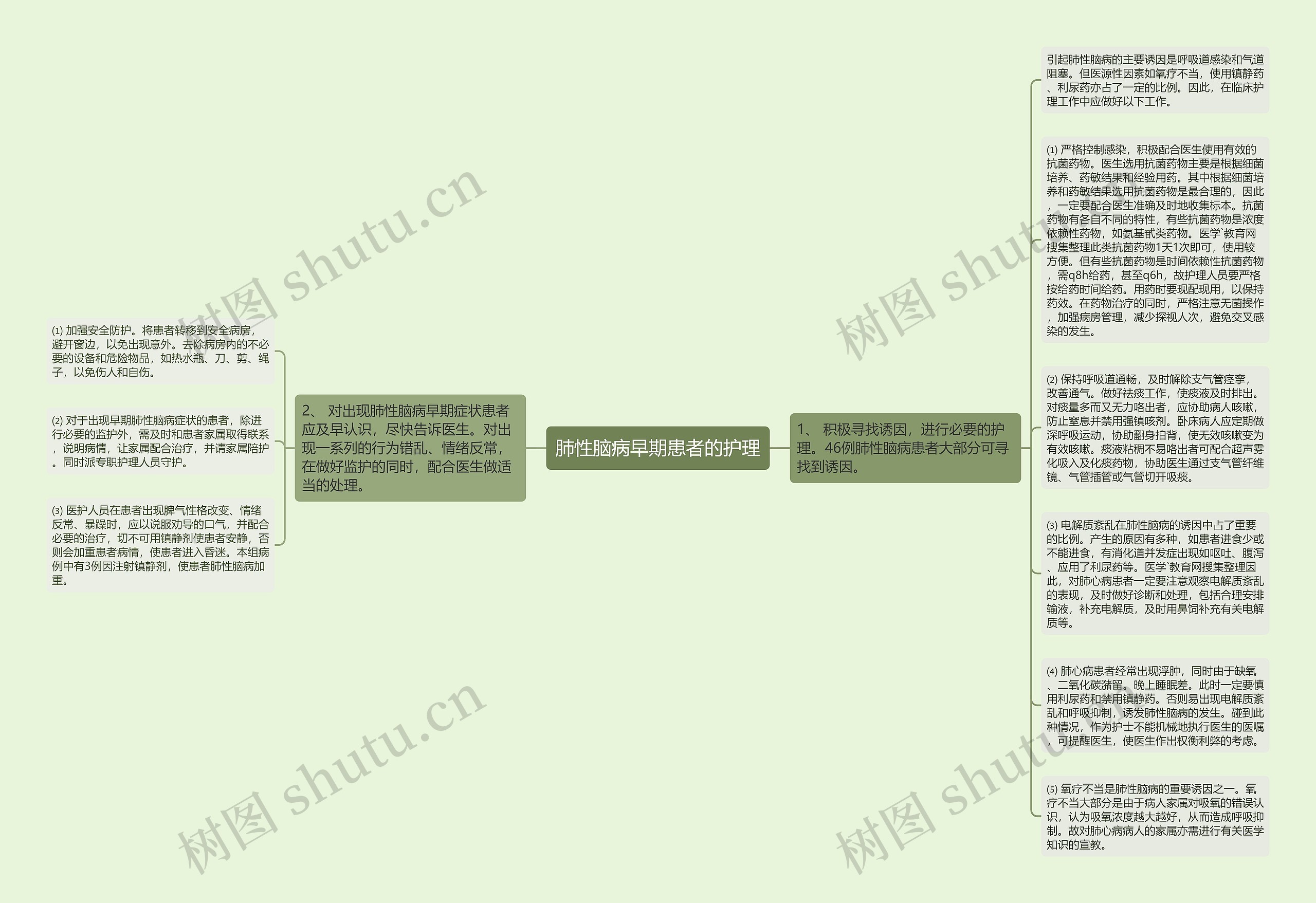 肺性脑病早期患者的护理思维导图
