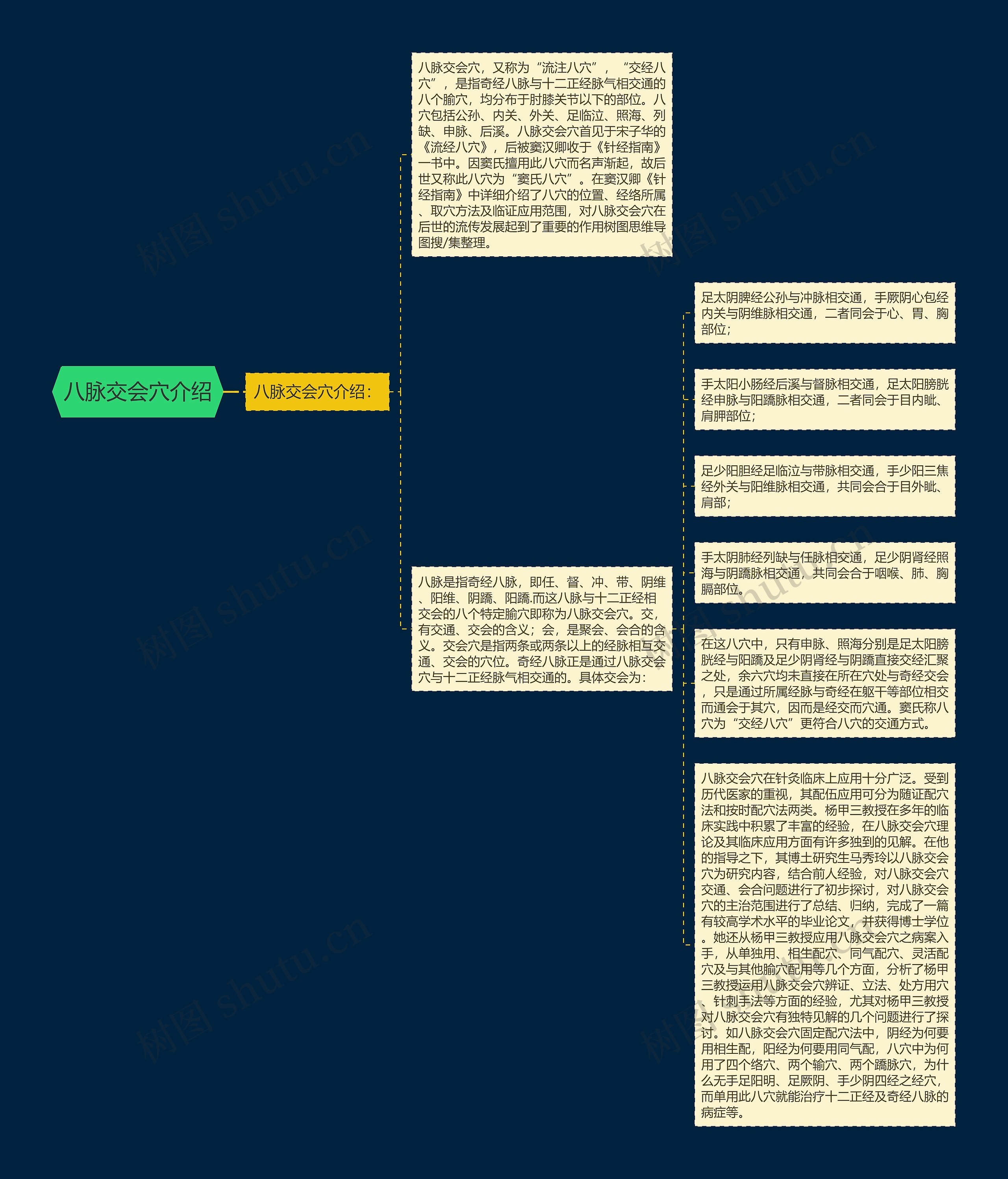 八脉交会穴介绍思维导图