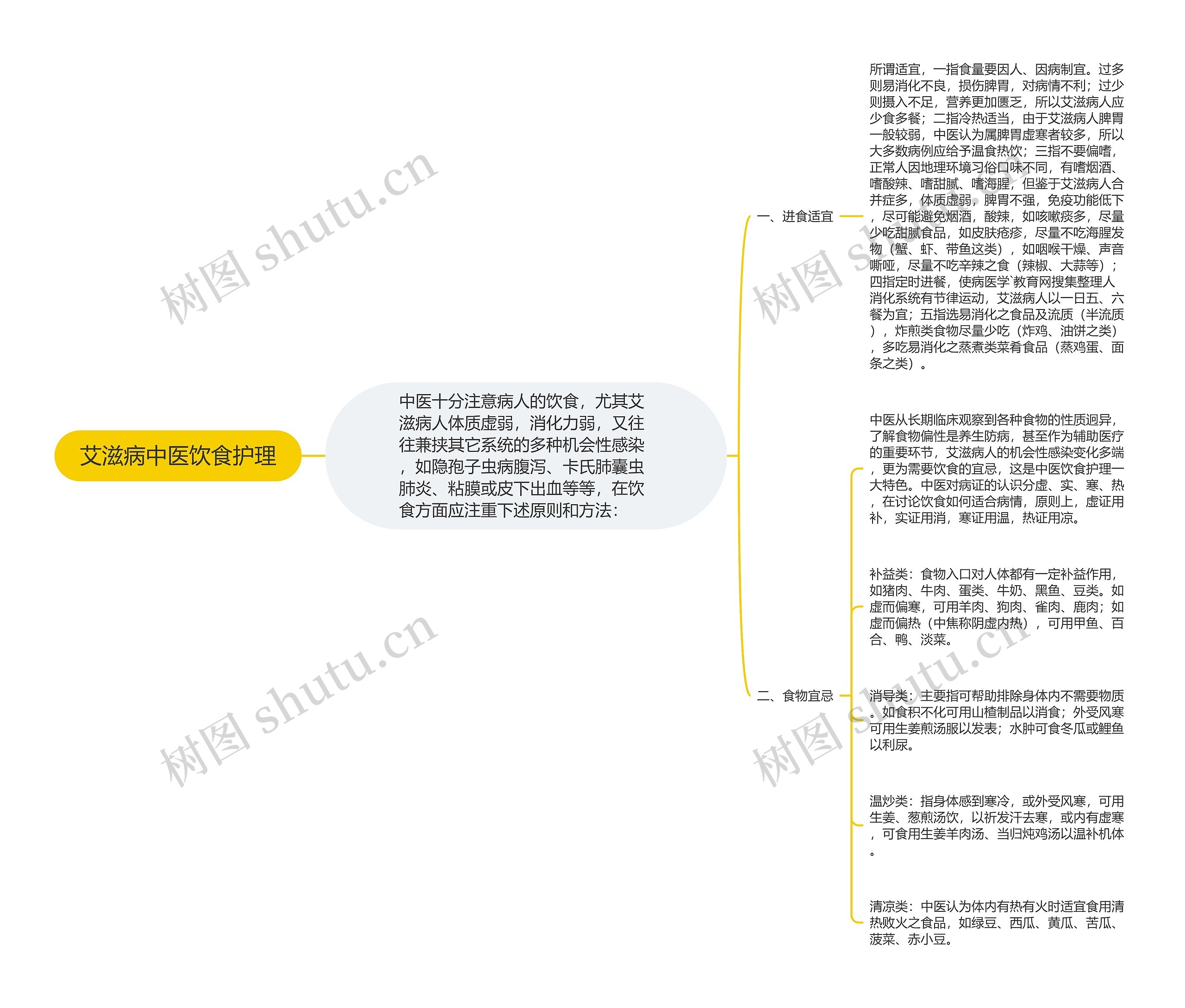 艾滋病中医饮食护理思维导图