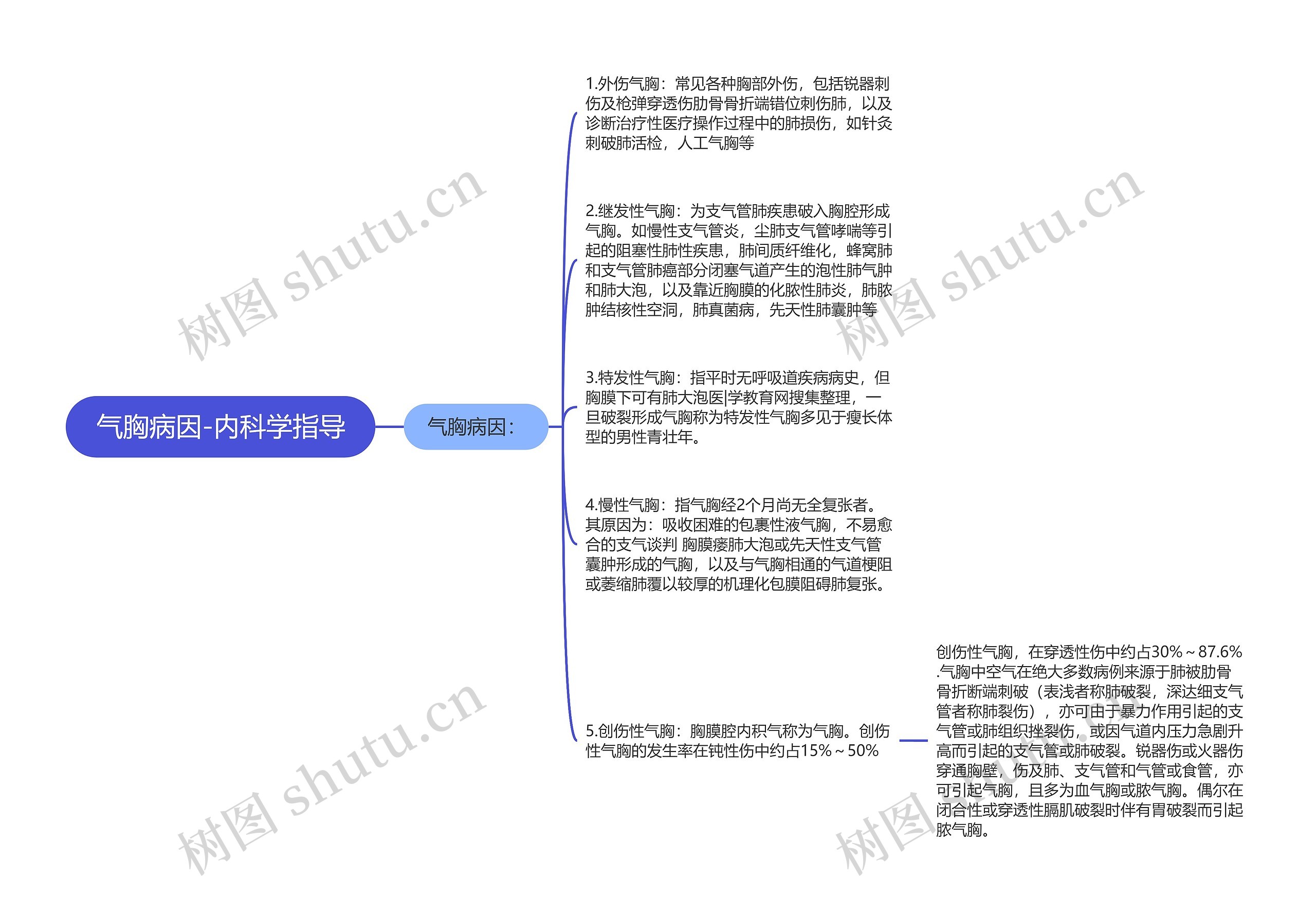 气胸病因-内科学指导思维导图