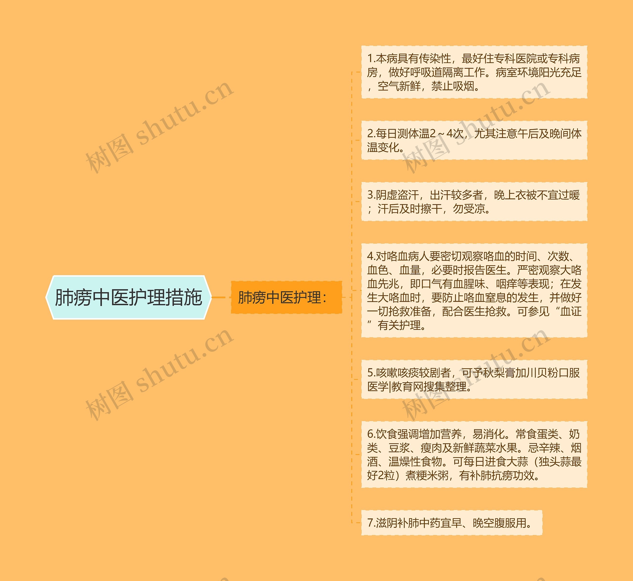 肺痨中医护理措施思维导图