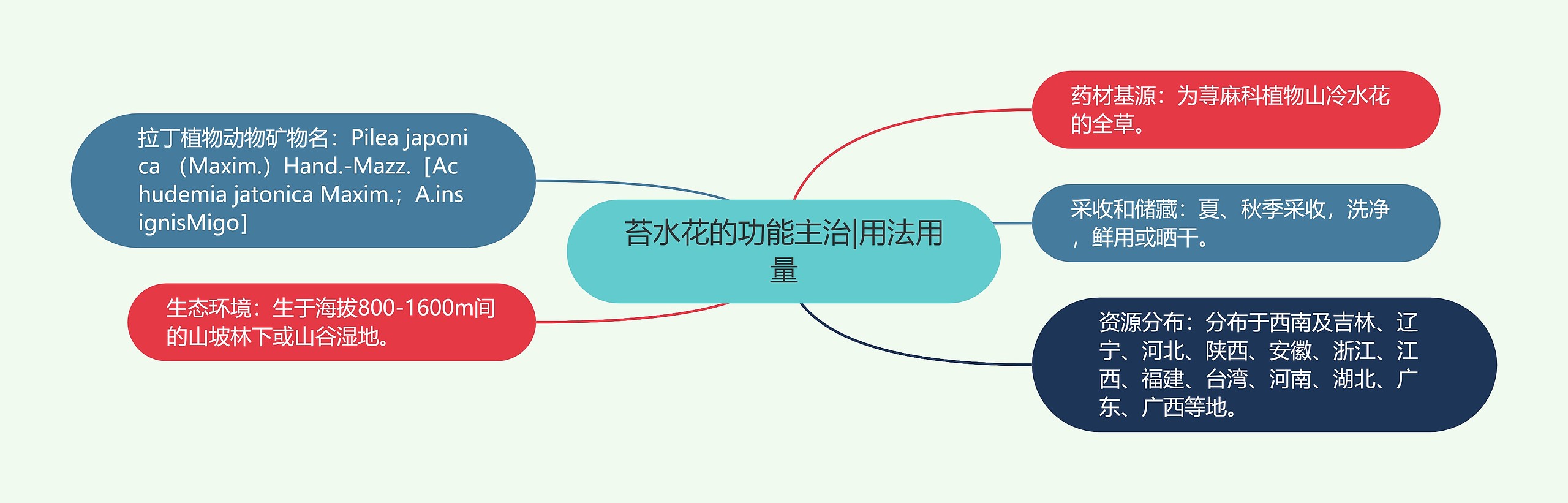 苔水花的功能主治|用法用量思维导图