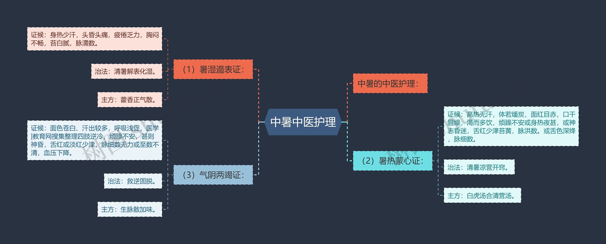 中暑中医护理思维导图