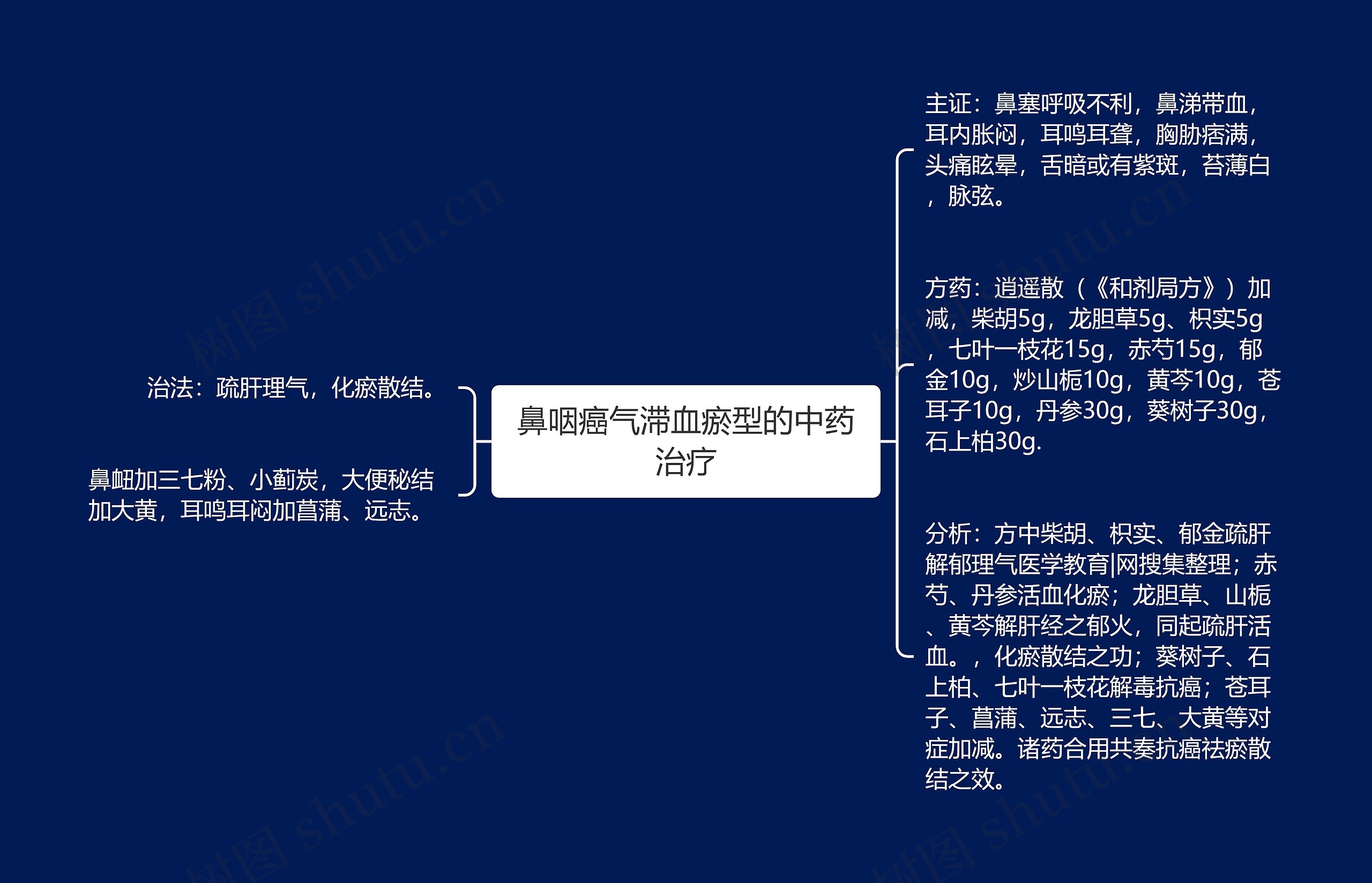 鼻咽癌气滞血瘀型的中药治疗思维导图