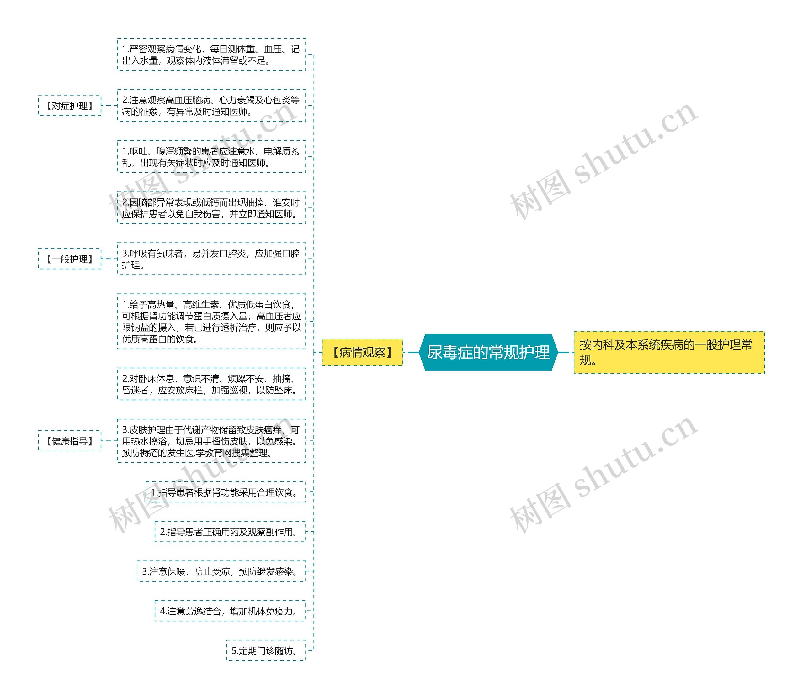 尿毒症的常规护理思维导图