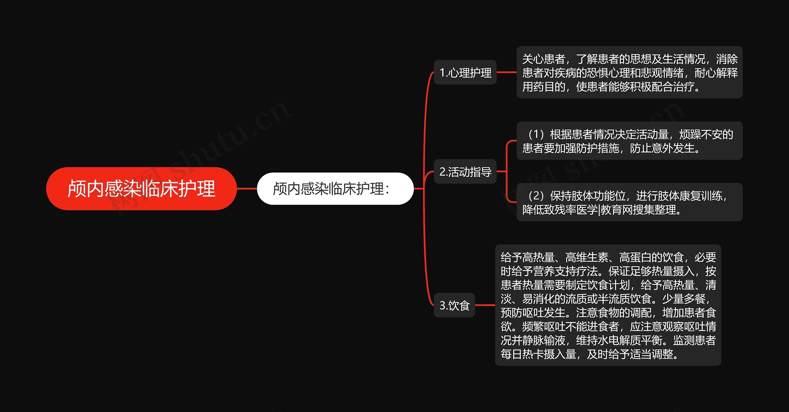 颅内感染临床护理思维导图