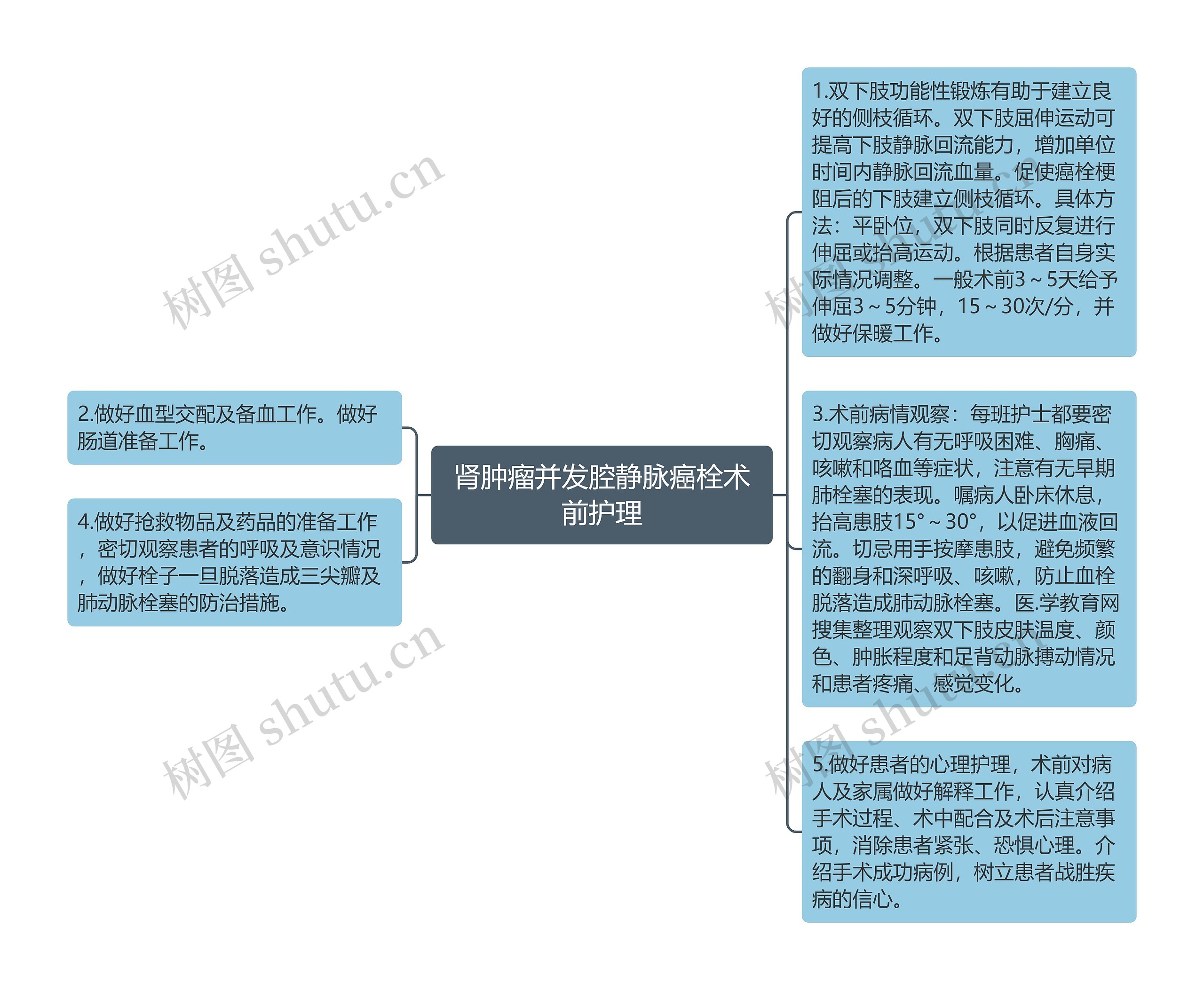 肾肿瘤并发腔静脉癌栓术前护理思维导图