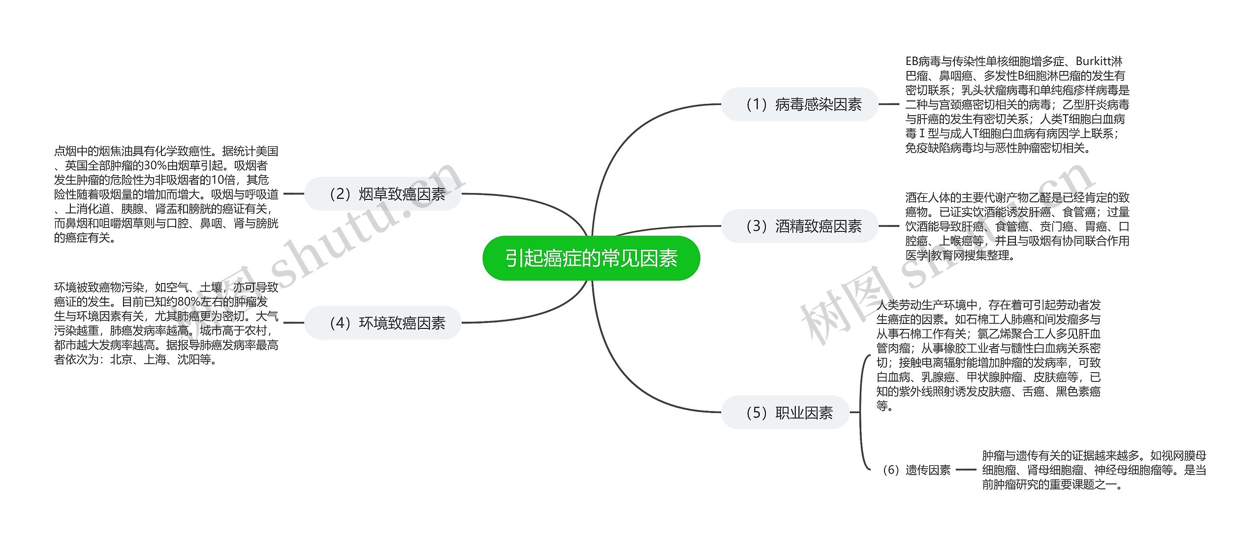 引起癌症的常见因素思维导图