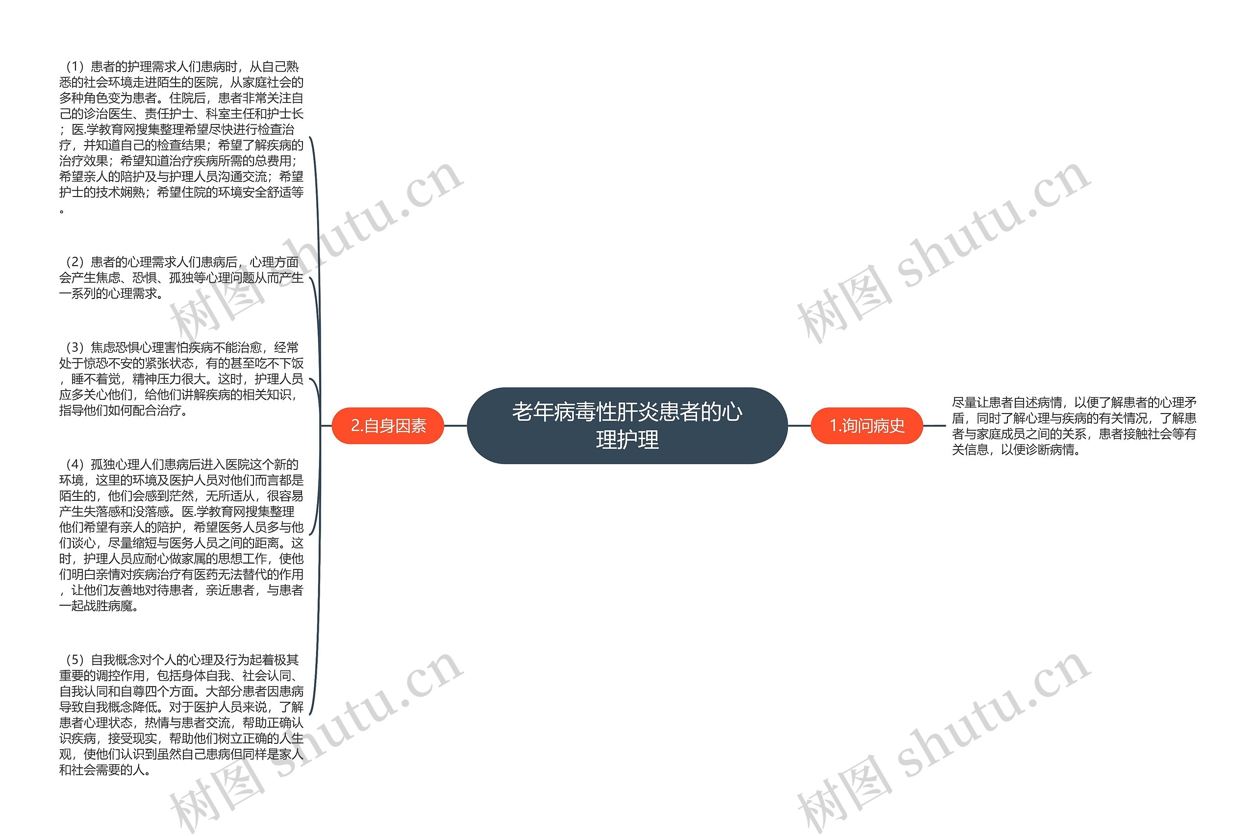 老年病毒性肝炎患者的心理护理思维导图