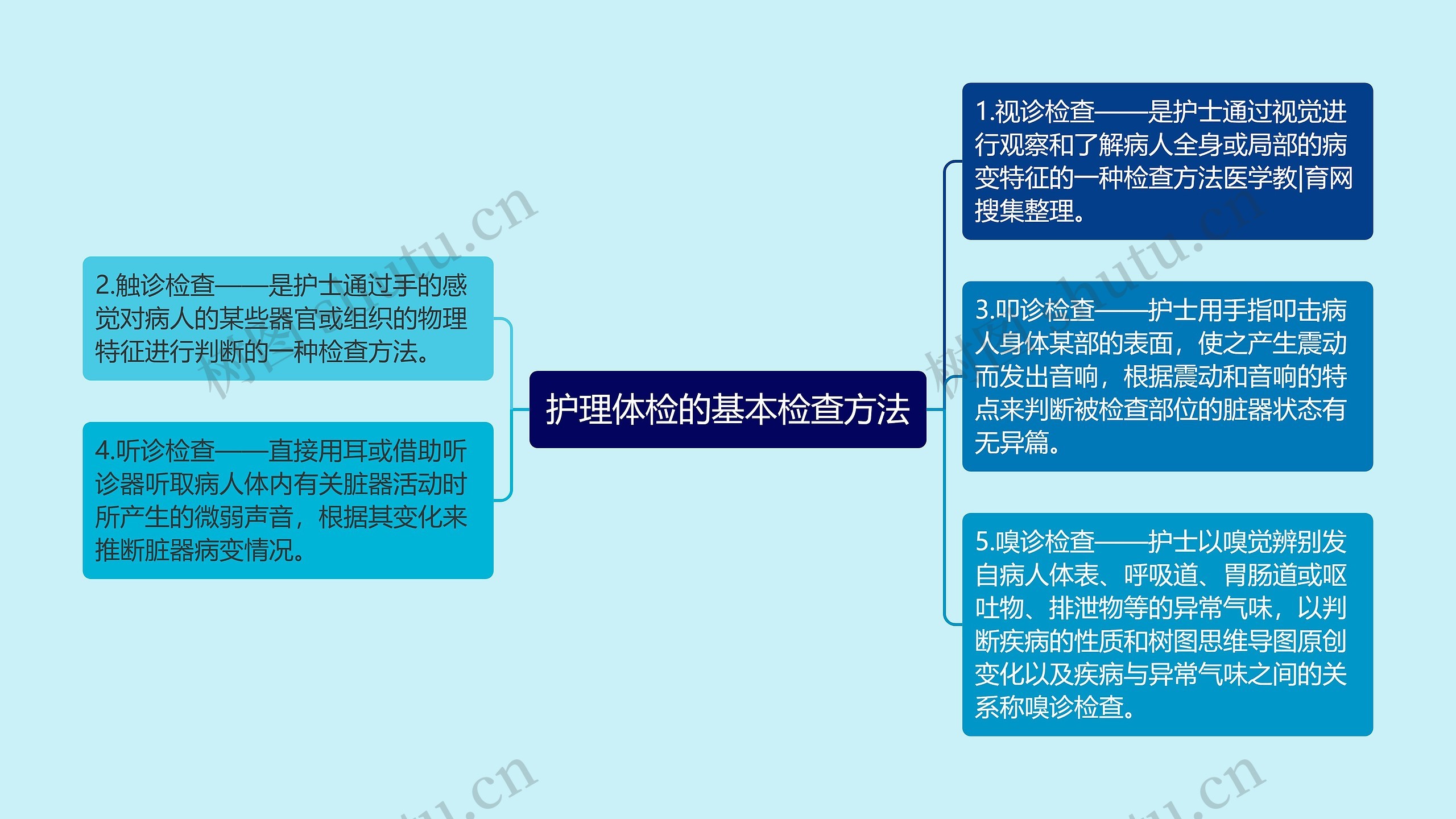 护理体检的基本检查方法思维导图