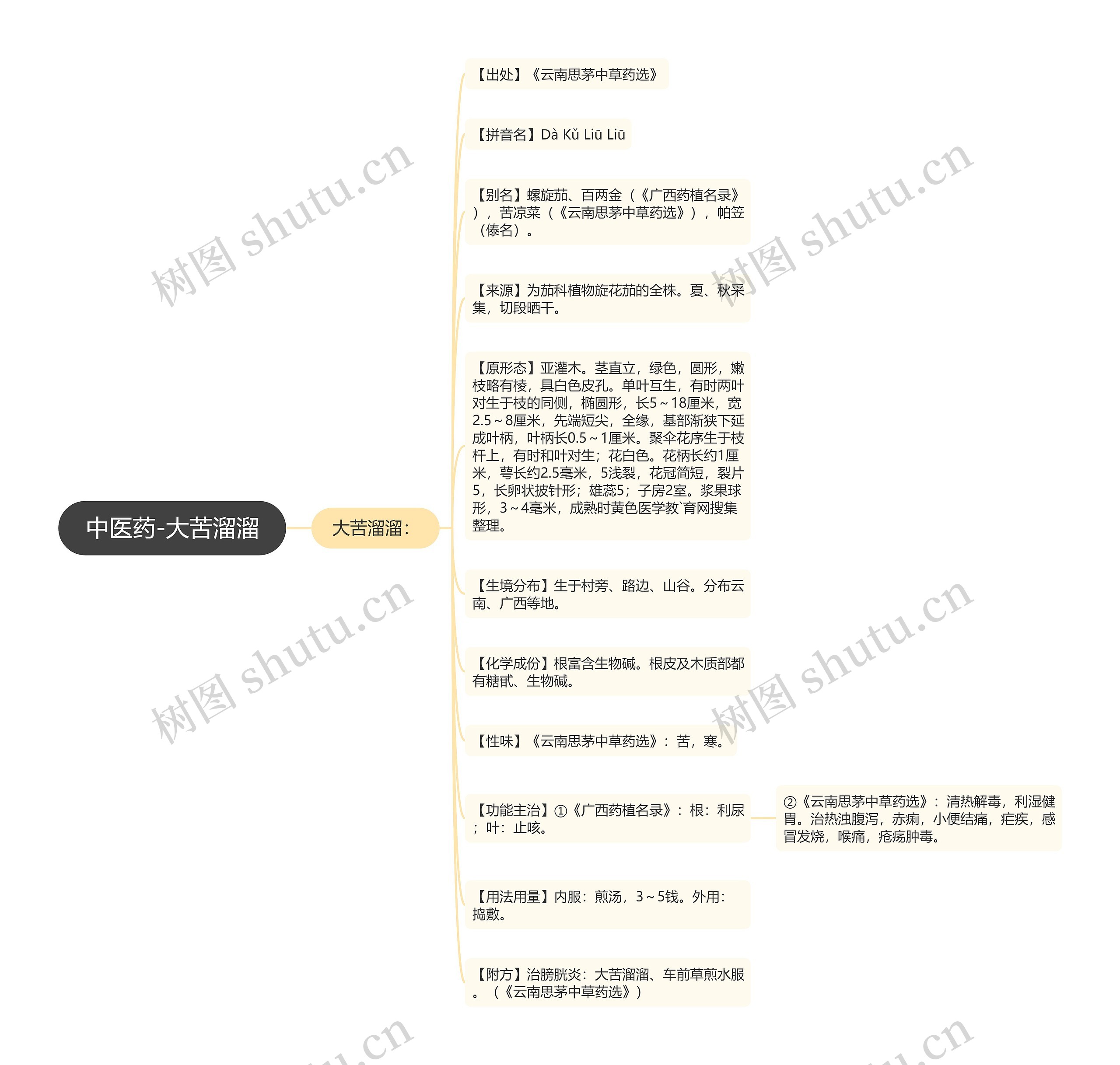中医药-大苦溜溜思维导图