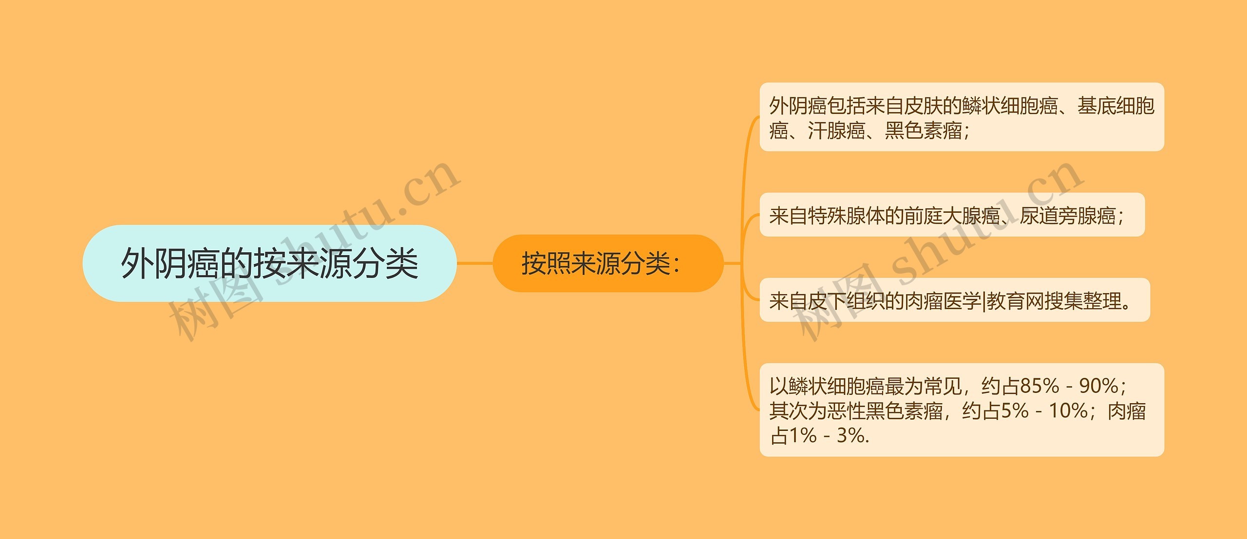 外阴癌的按来源分类思维导图