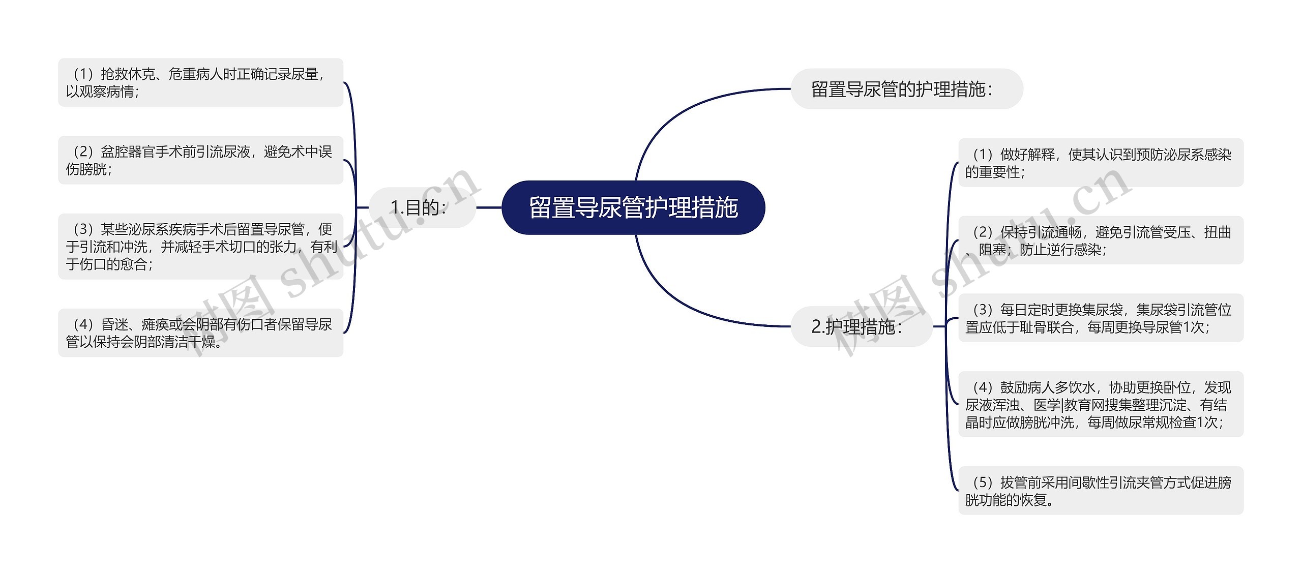 留置导尿管护理措施思维导图