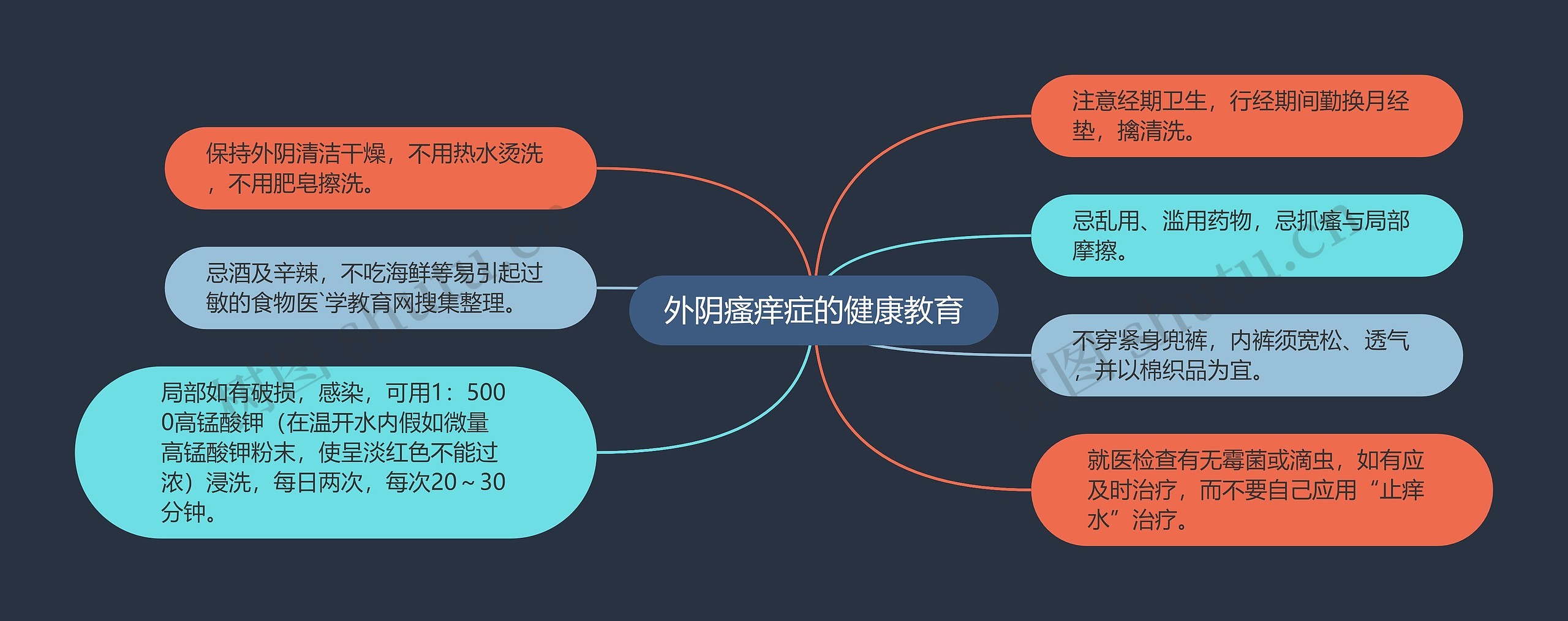 外阴瘙痒症的健康教育思维导图