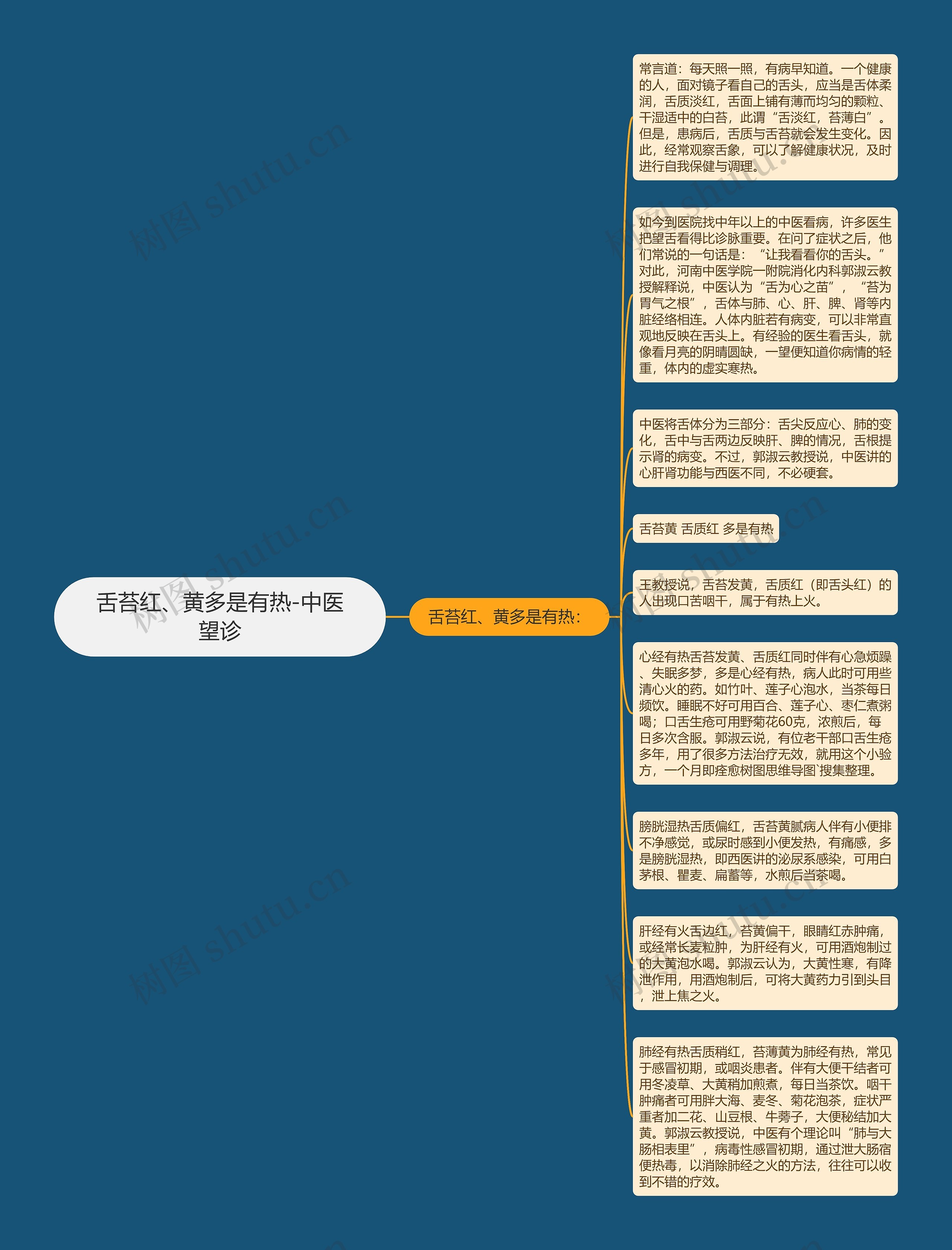 舌苔红、黄多是有热-中医望诊思维导图