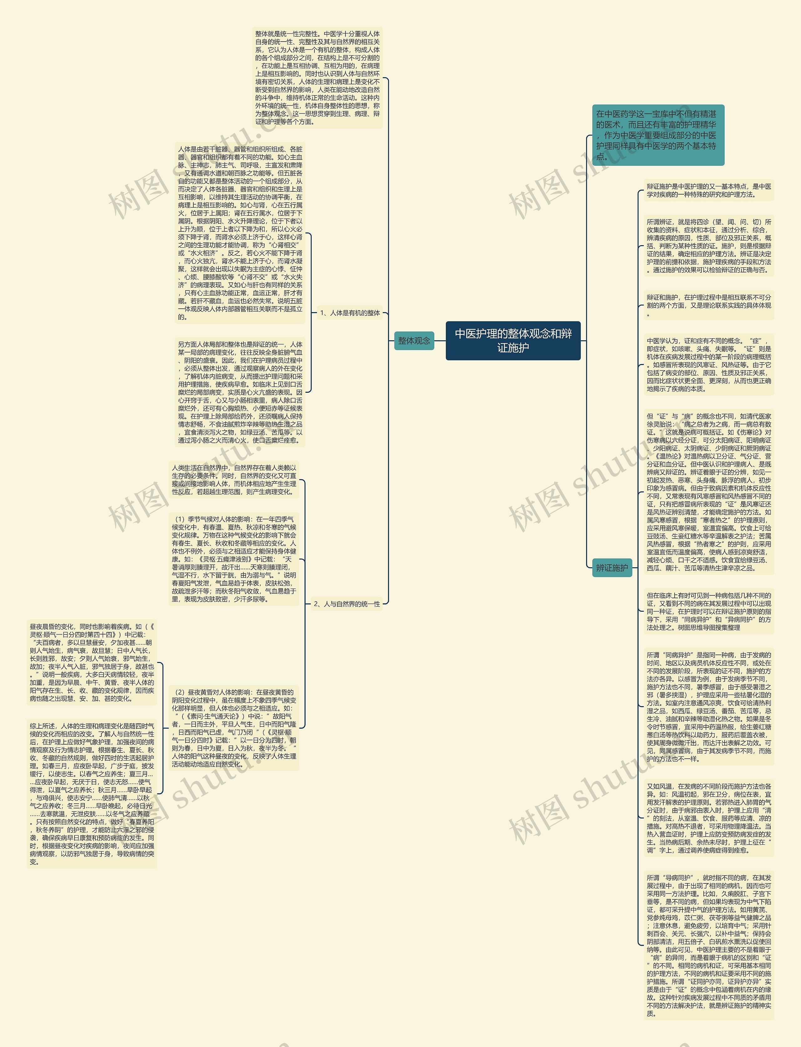 中医护理的整体观念和辩证施护思维导图
