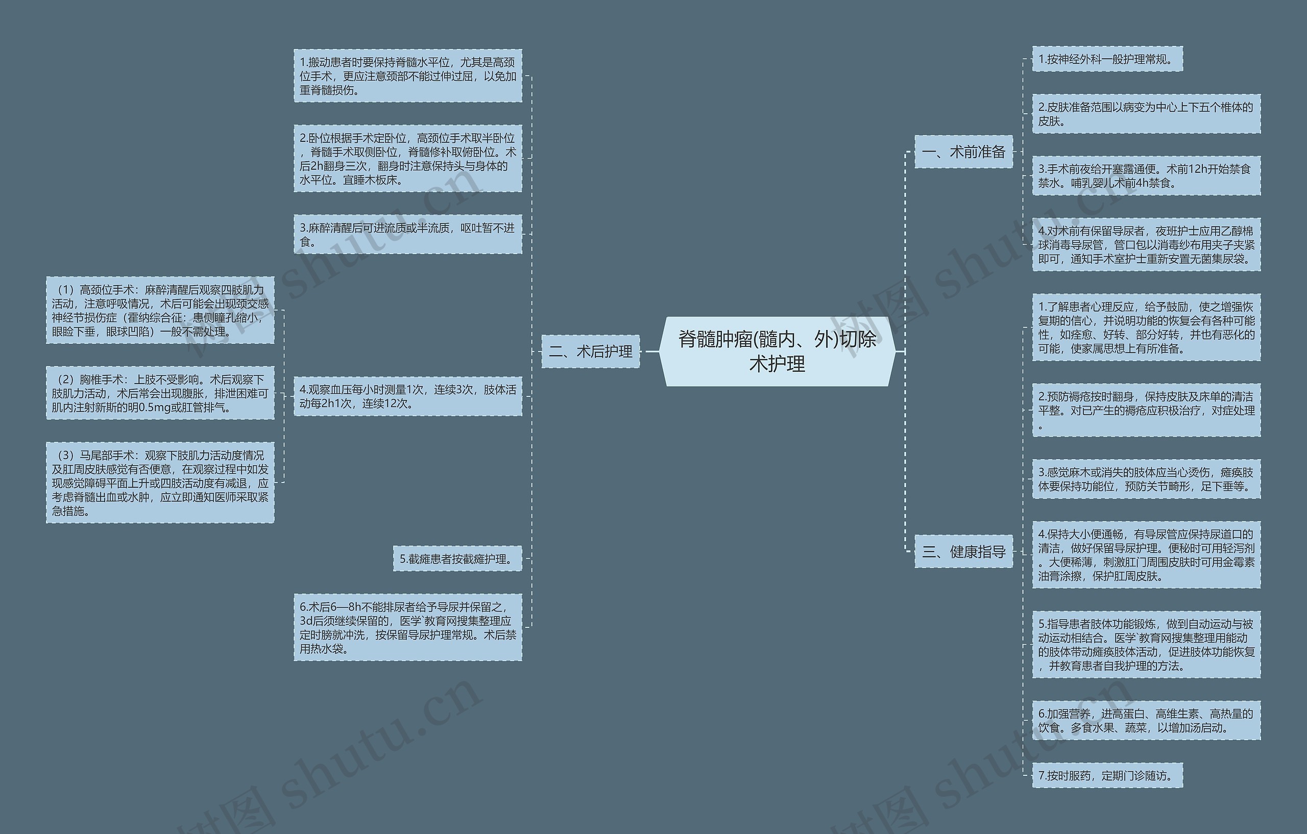 脊髓肿瘤(髓内、外)切除术护理思维导图