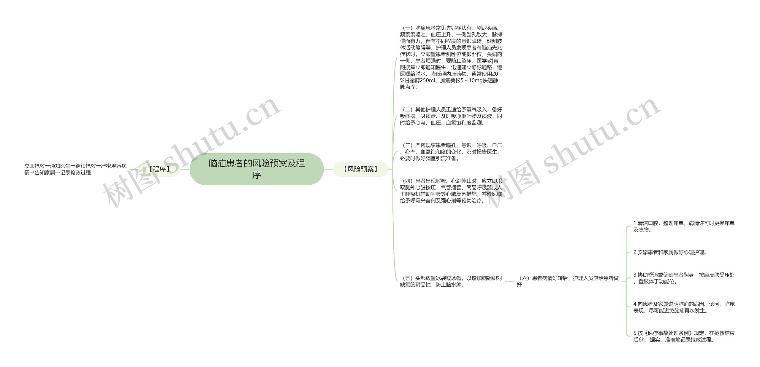 脑疝患者的风险预案及程序思维导图