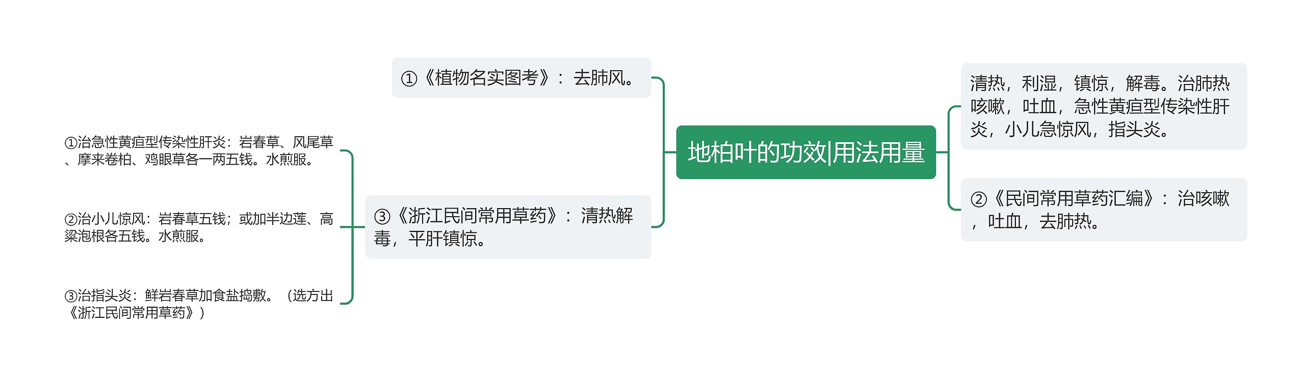 地柏叶的功效|用法用量思维导图