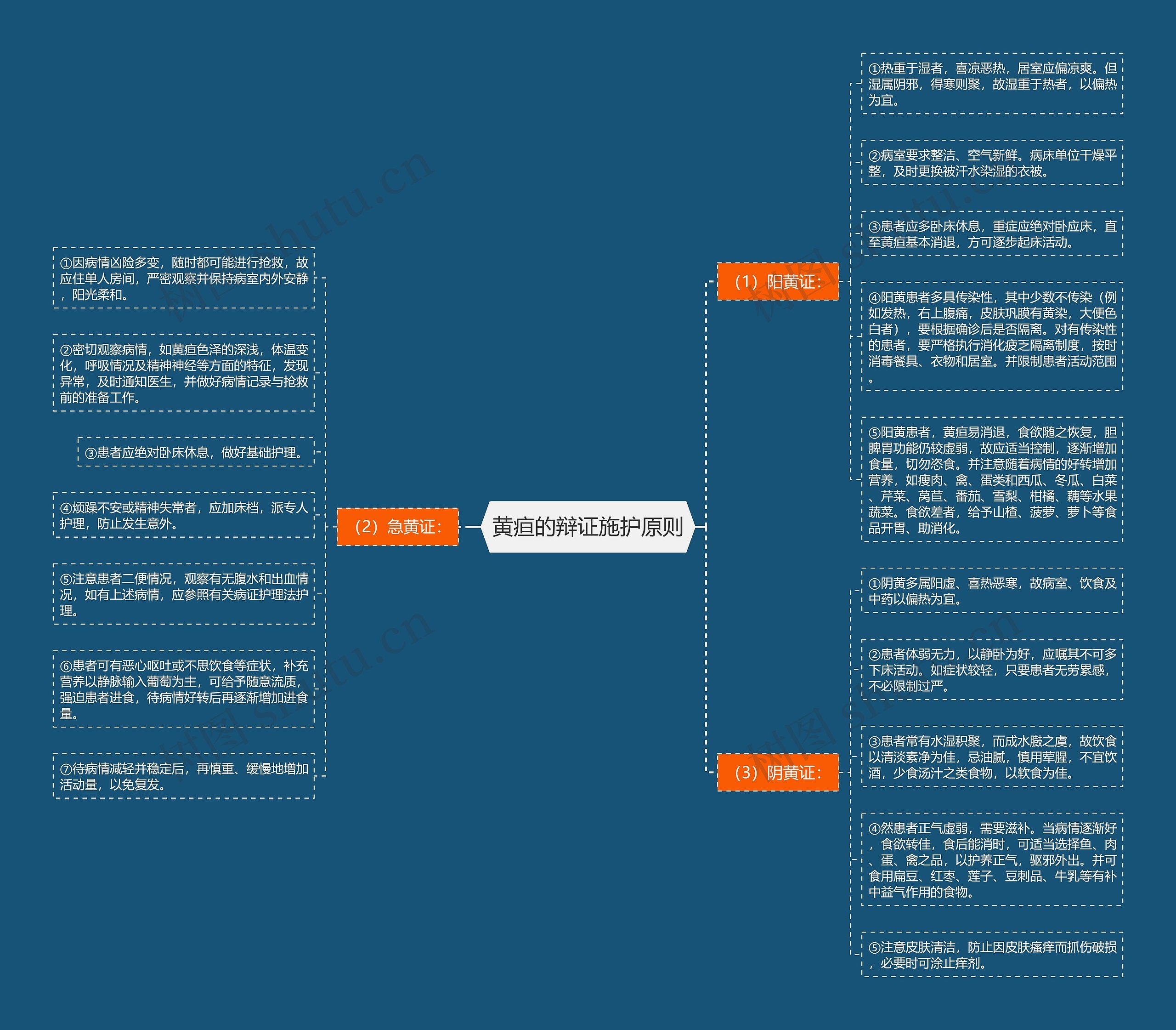黄疸的辩证施护原则思维导图