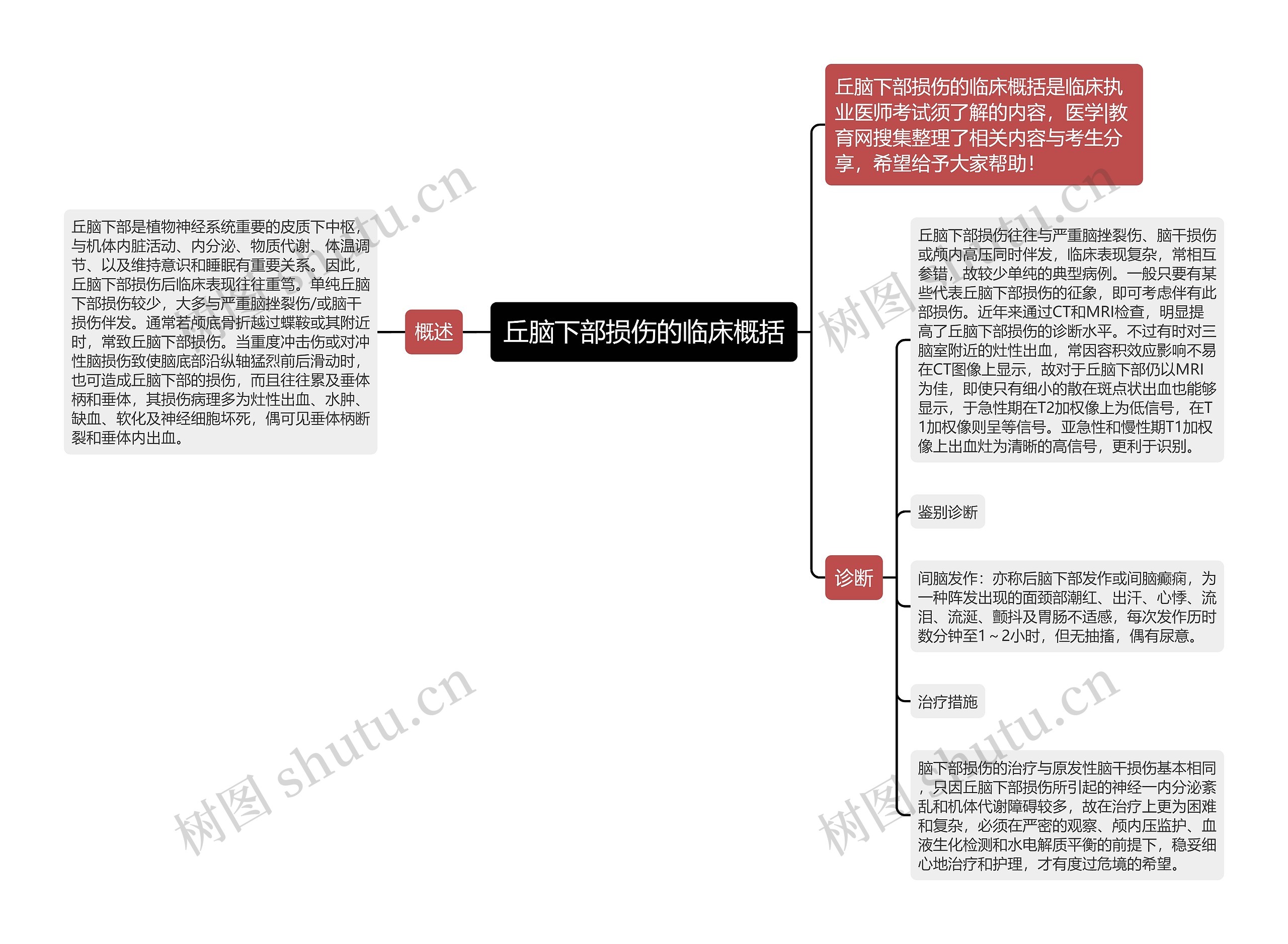 丘脑下部损伤的临床概括思维导图