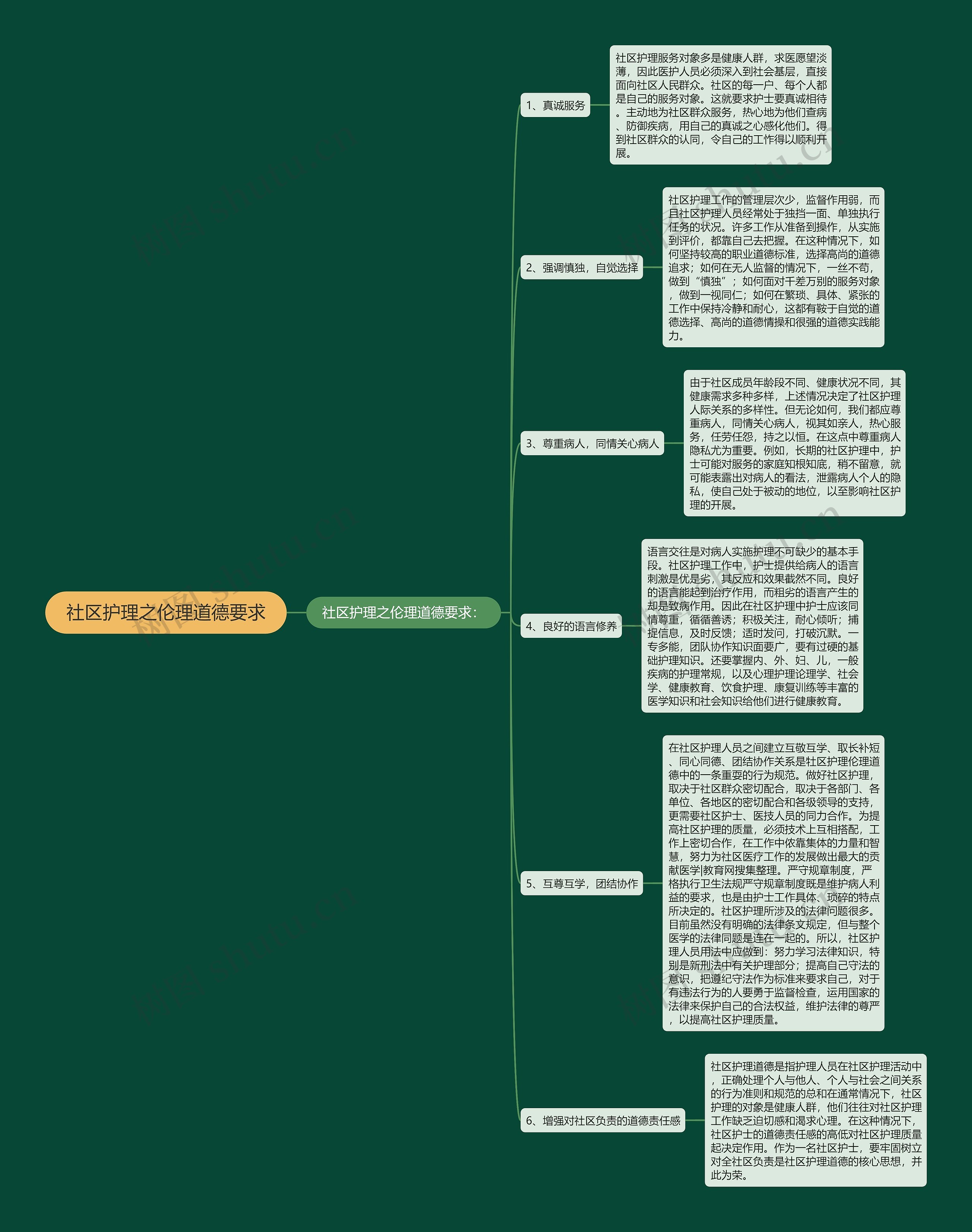 社区护理之伦理道德要求思维导图