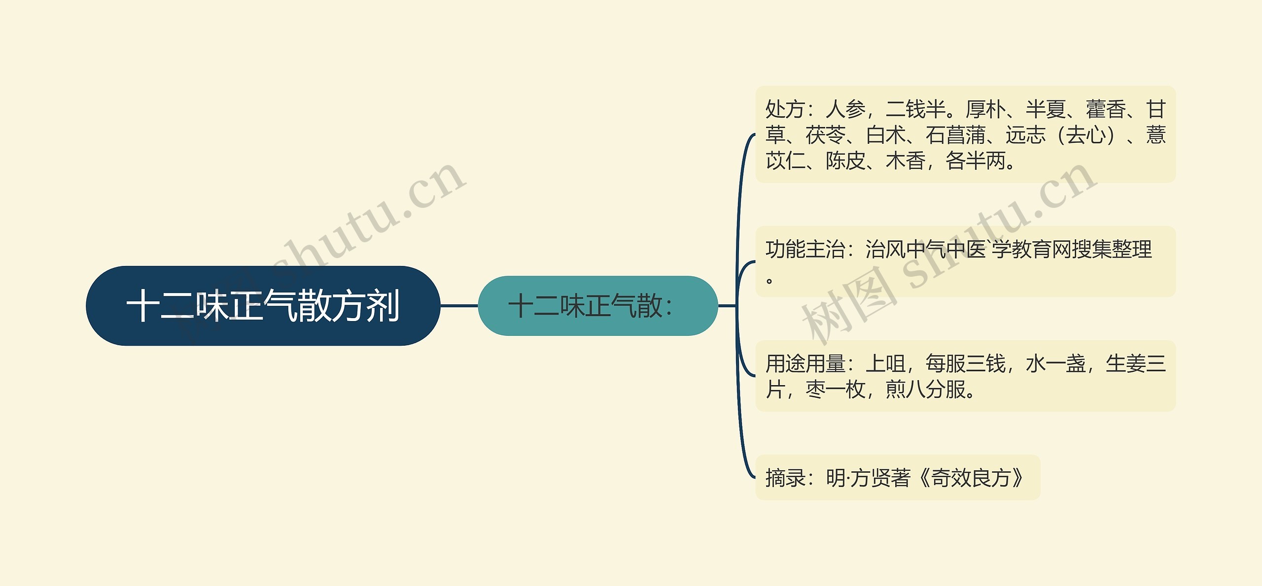 十二味正气散方剂思维导图