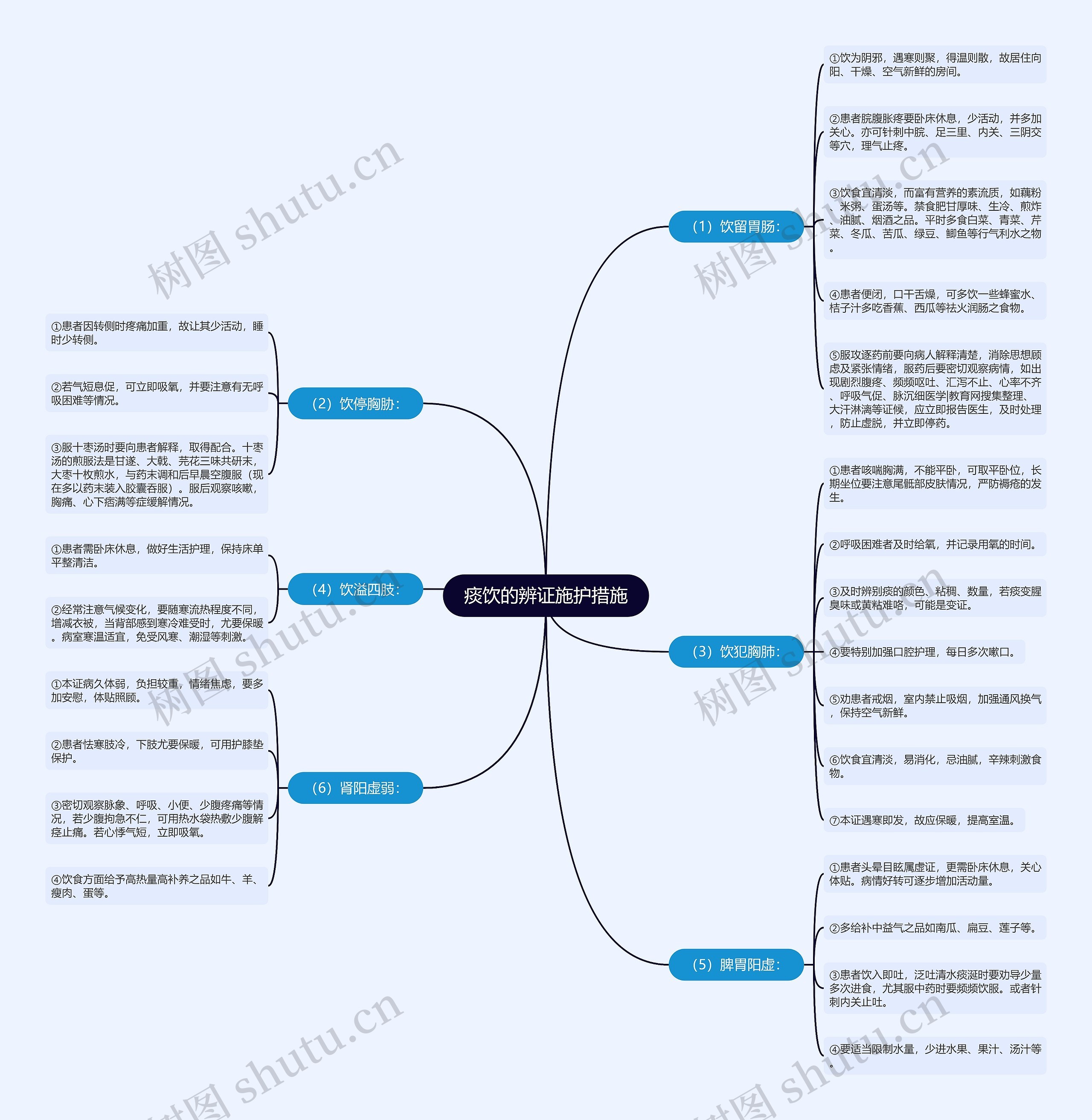 痰饮的辨证施护措施思维导图