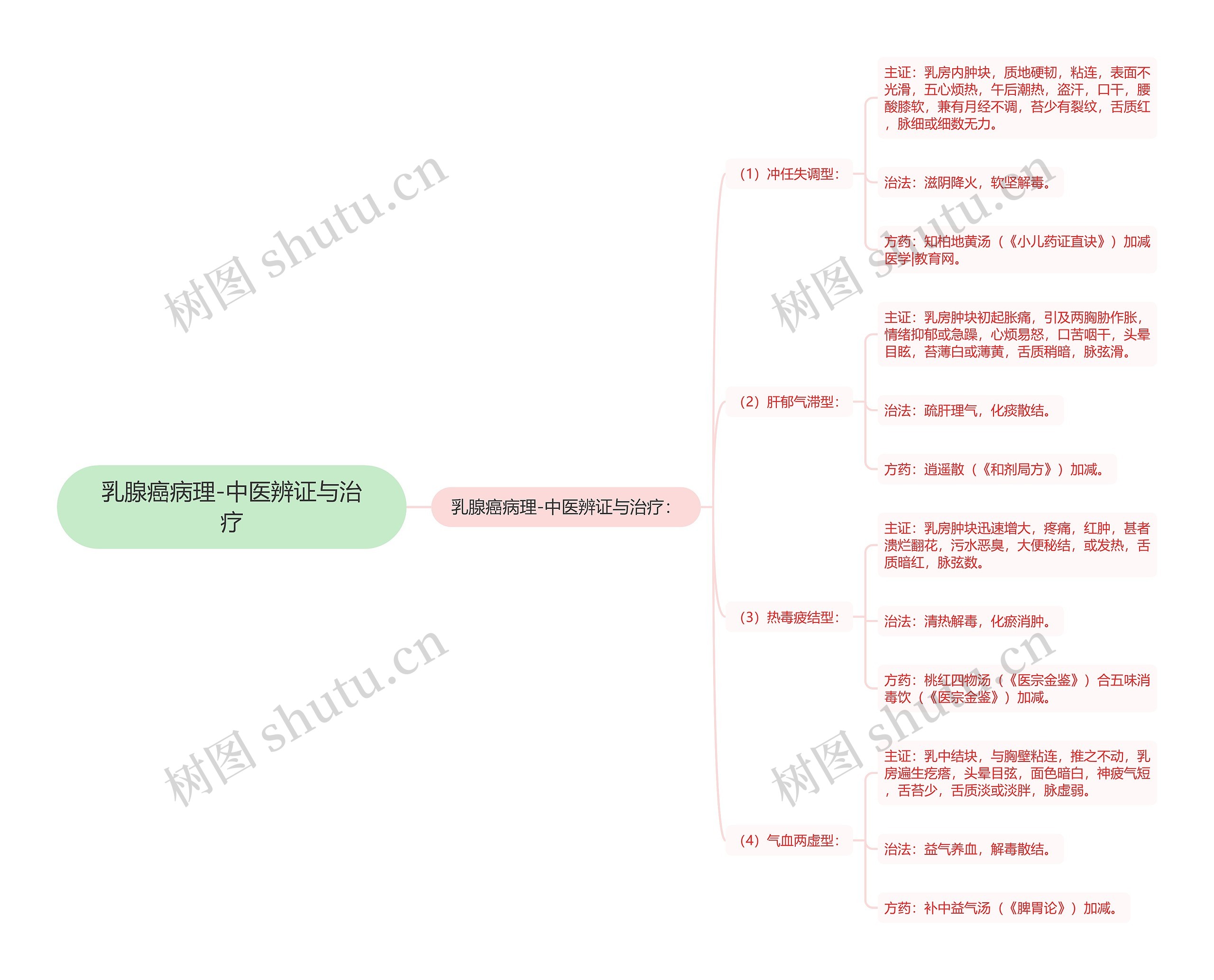 乳腺癌病理-中医辨证与治疗思维导图