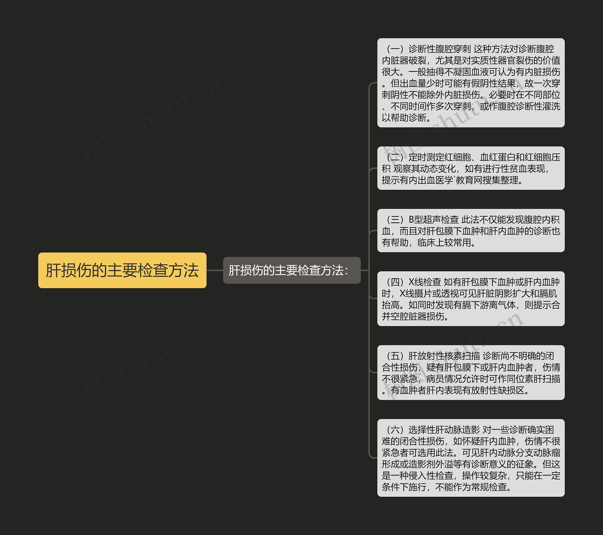 肝损伤的主要检查方法思维导图