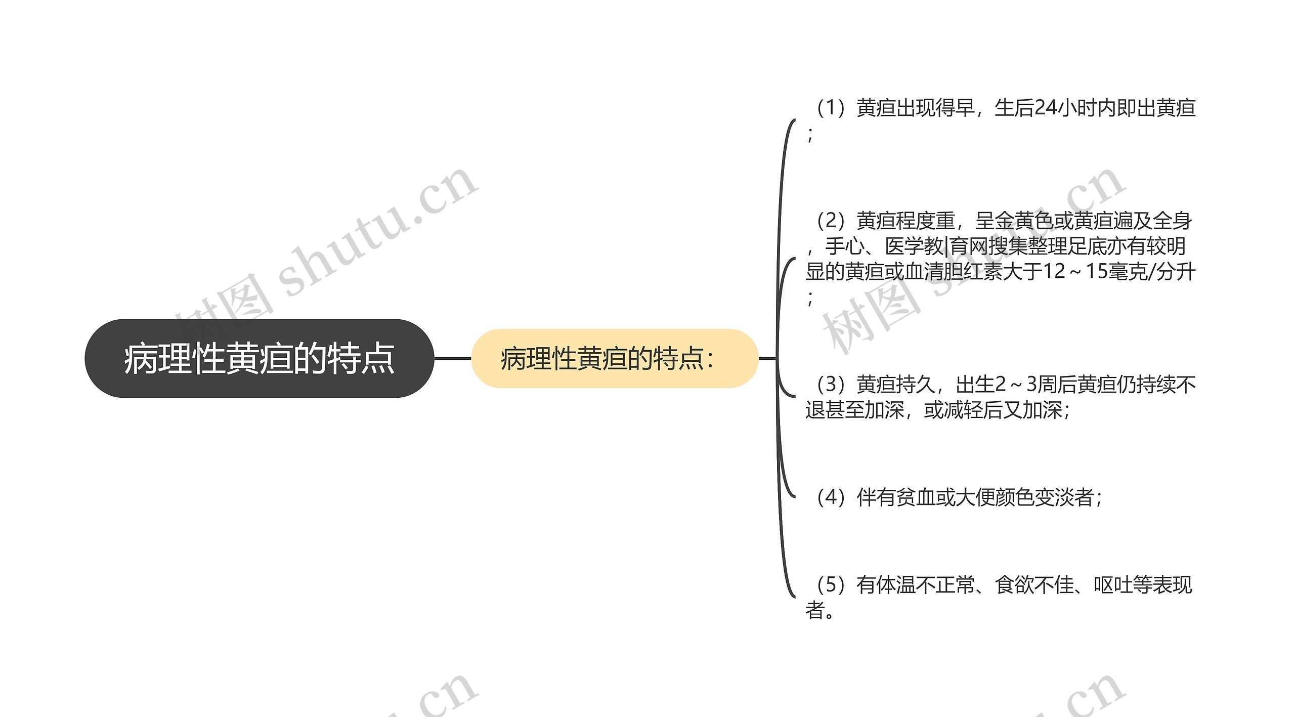 病理性黄疸的特点思维导图