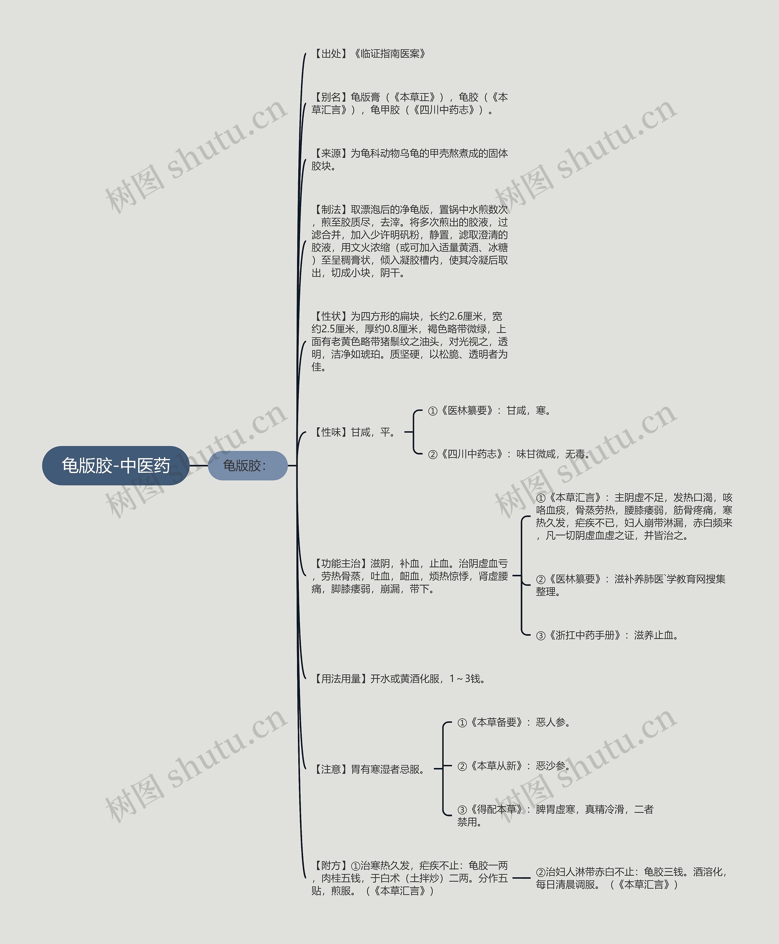 龟版胶-中医药思维导图