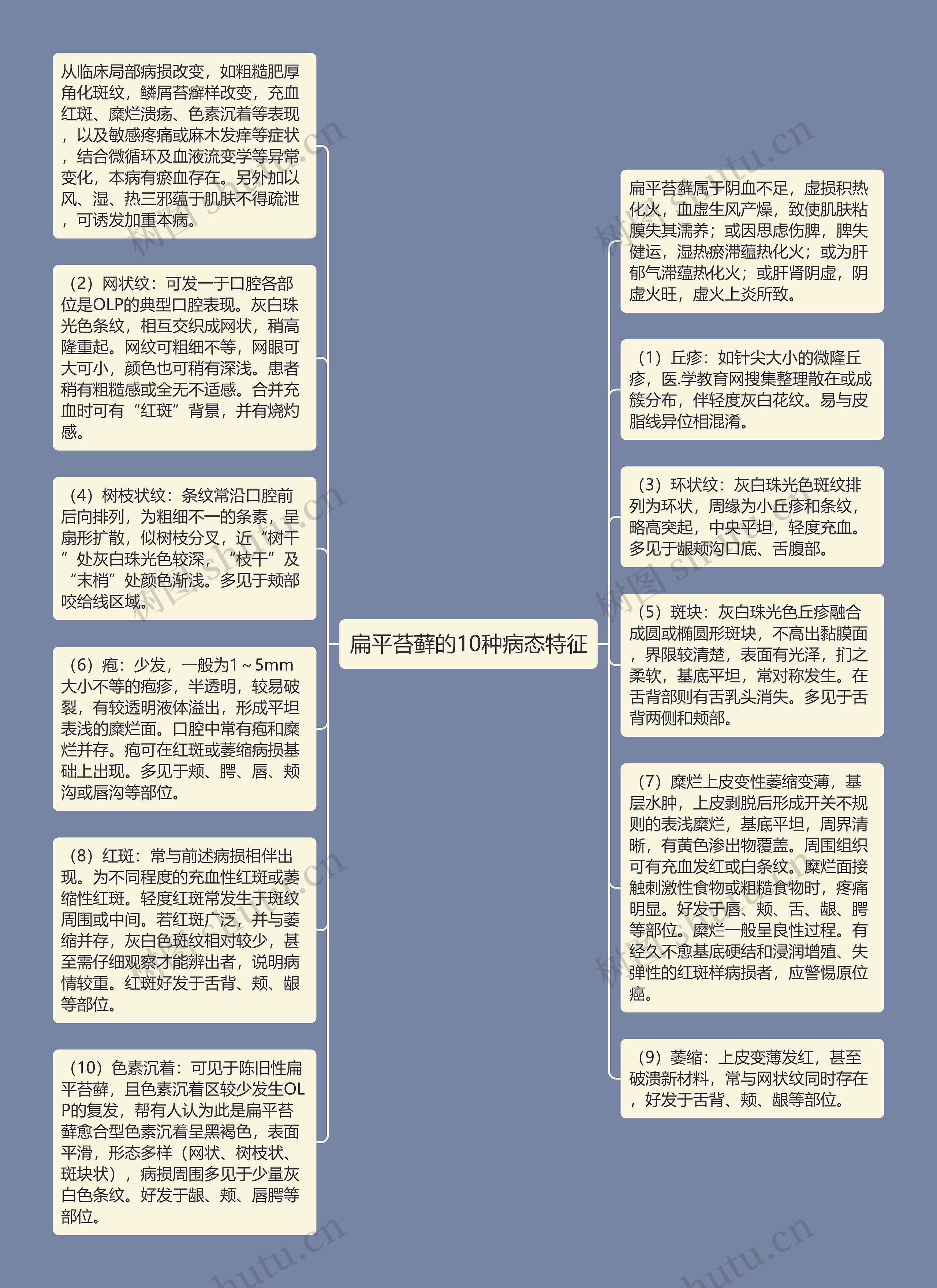 扁平苔藓的10种病态特征思维导图