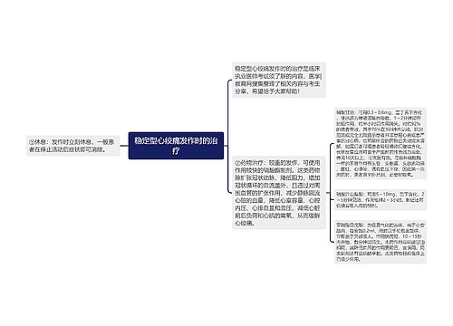 稳定型心绞痛发作时的治疗