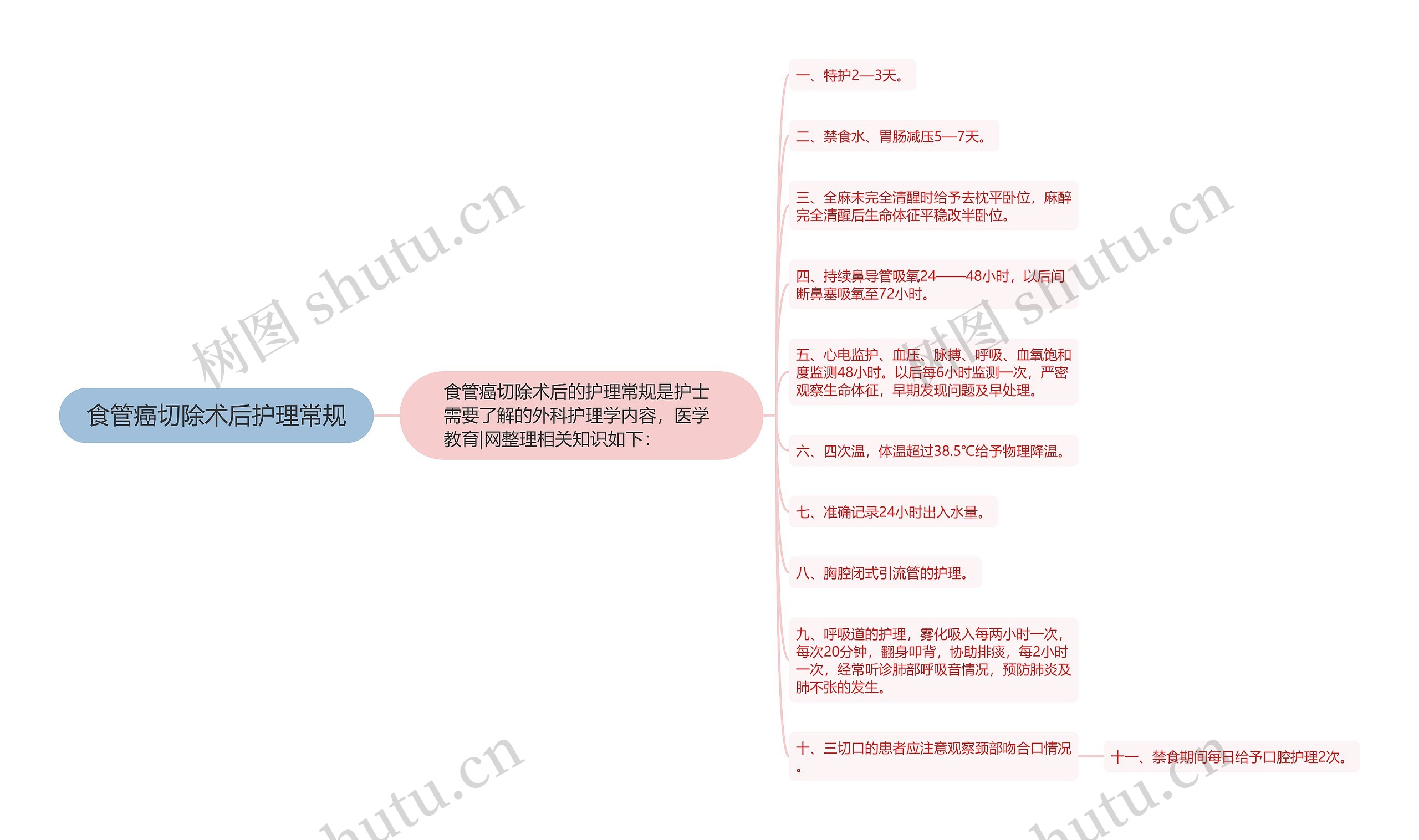 食管癌切除术后护理常规思维导图